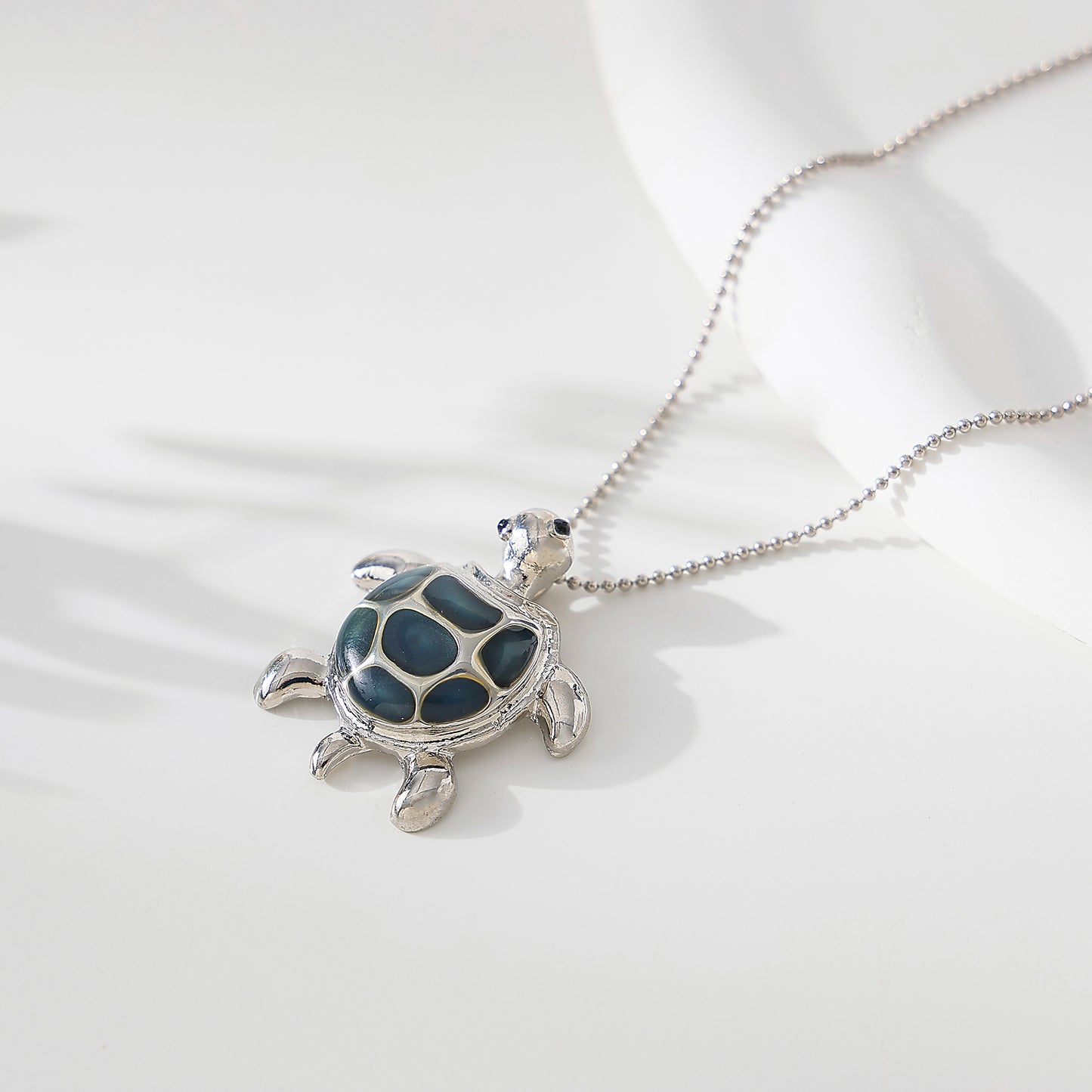 Charming Turtle - Shaped Enamel Pendant Necklace for Women - Silver - Plated with Unique Design