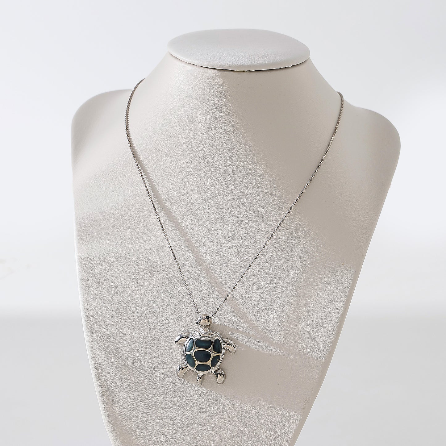 Charming Turtle - Shaped Enamel Pendant Necklace for Women - Silver - Plated with Unique Design