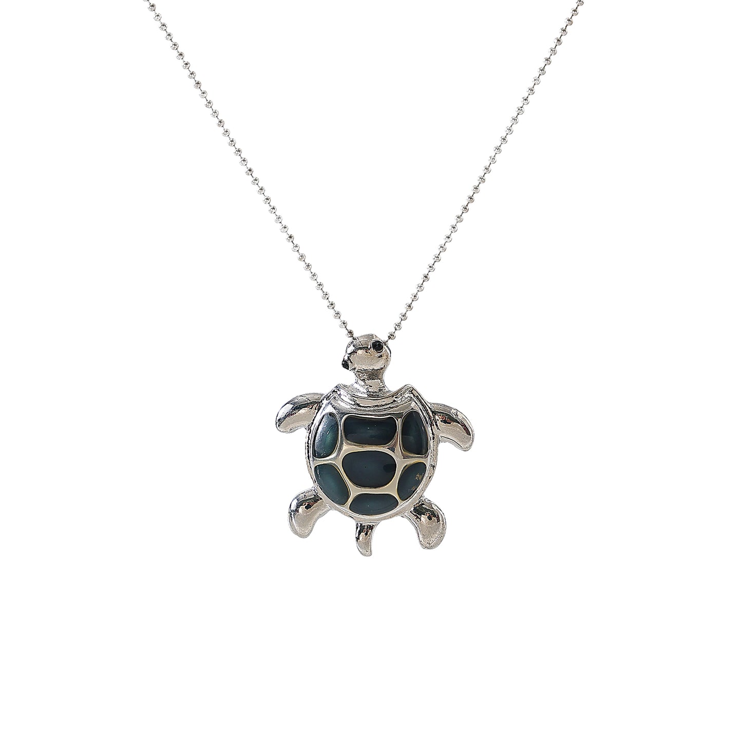 Charming Turtle - Shaped Enamel Pendant Necklace for Women - Silver - Plated with Unique Design