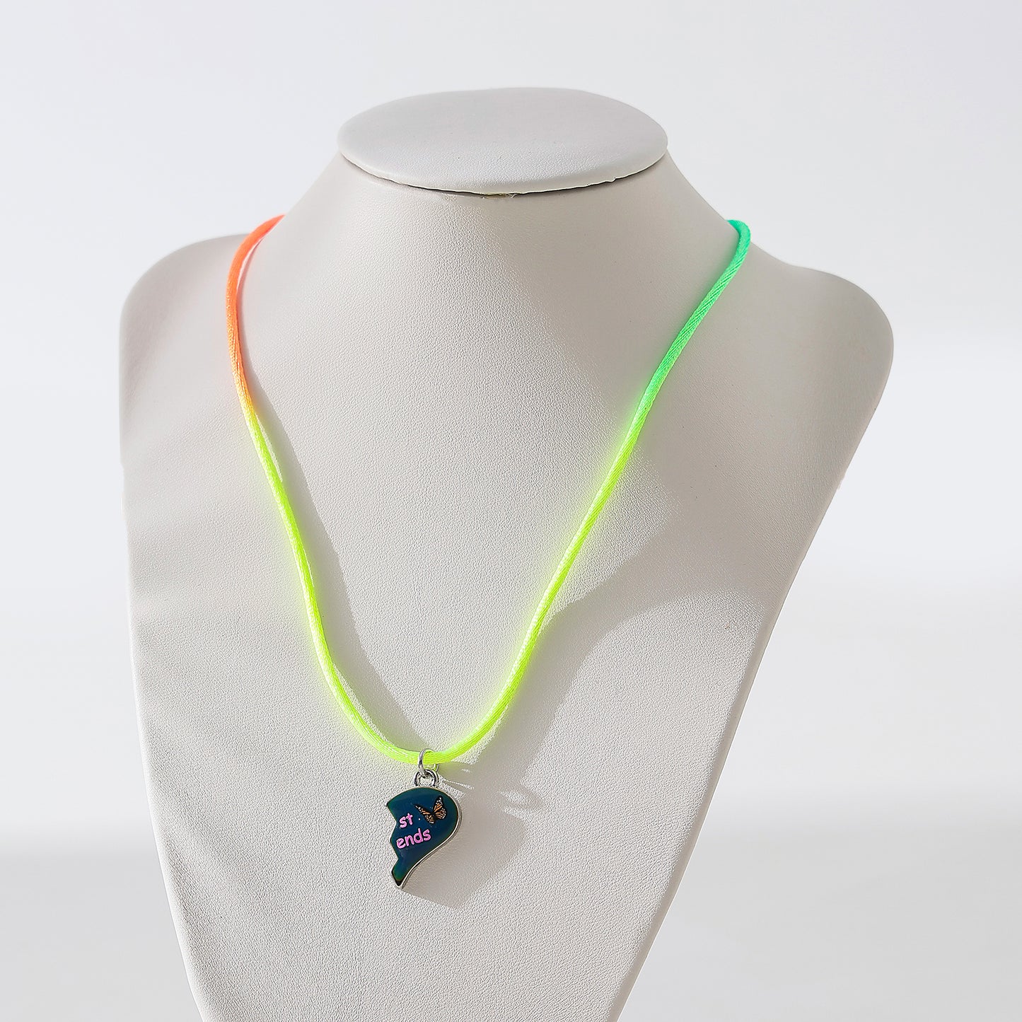 Butterfly - Adorned "Best Friends" Mood Necklace Set: Split Heart Design, Perfect Friendship Bond