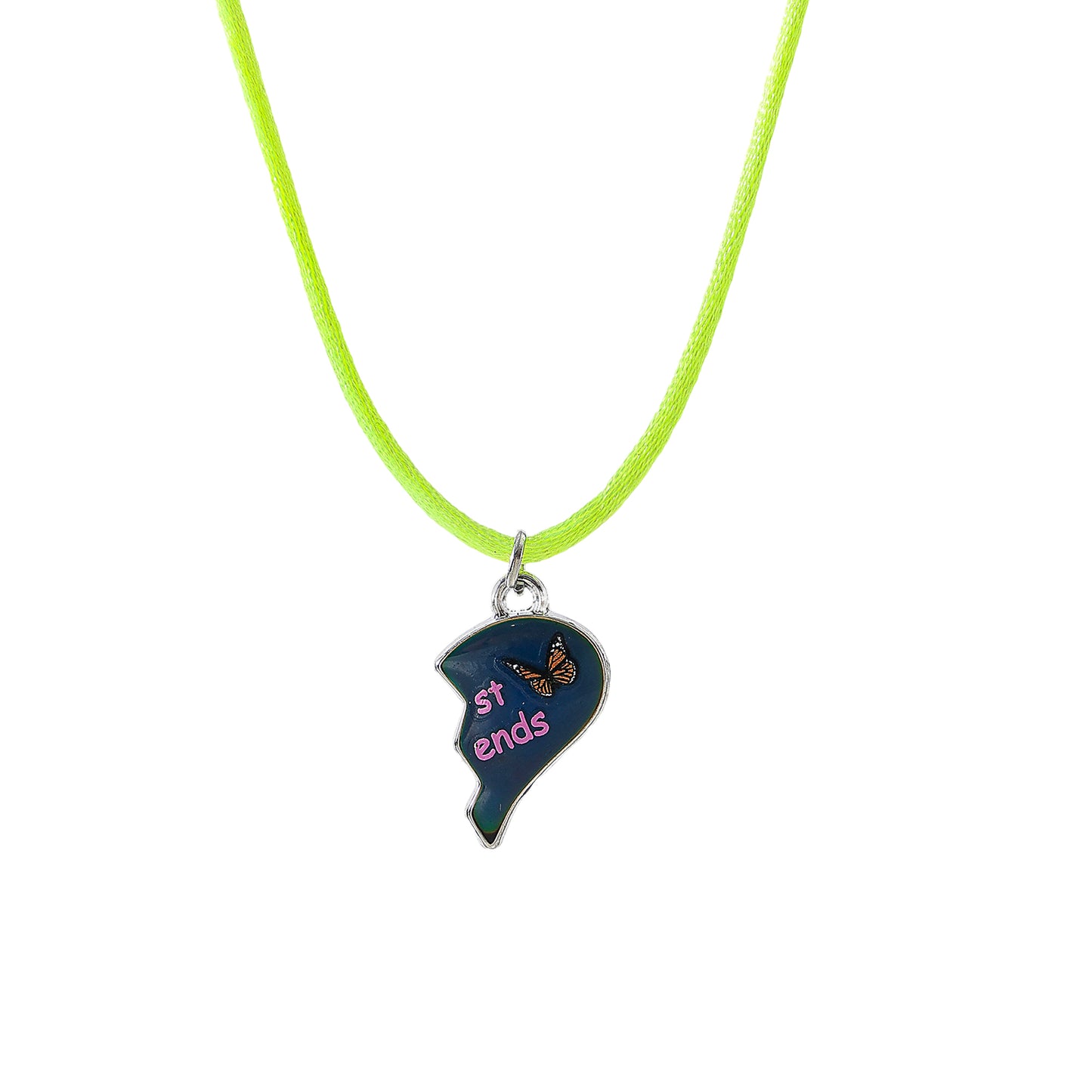 Butterfly - Adorned "Best Friends" Mood Necklace Set: Split Heart Design, Perfect Friendship Bond