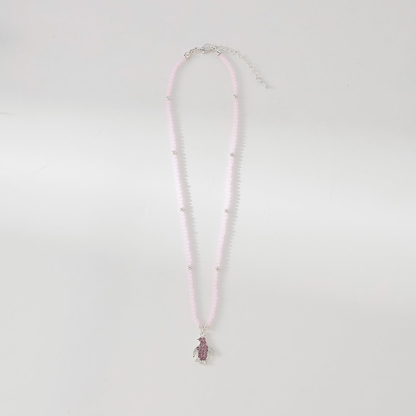 beaded Necklace with Crystal Penguin charm
