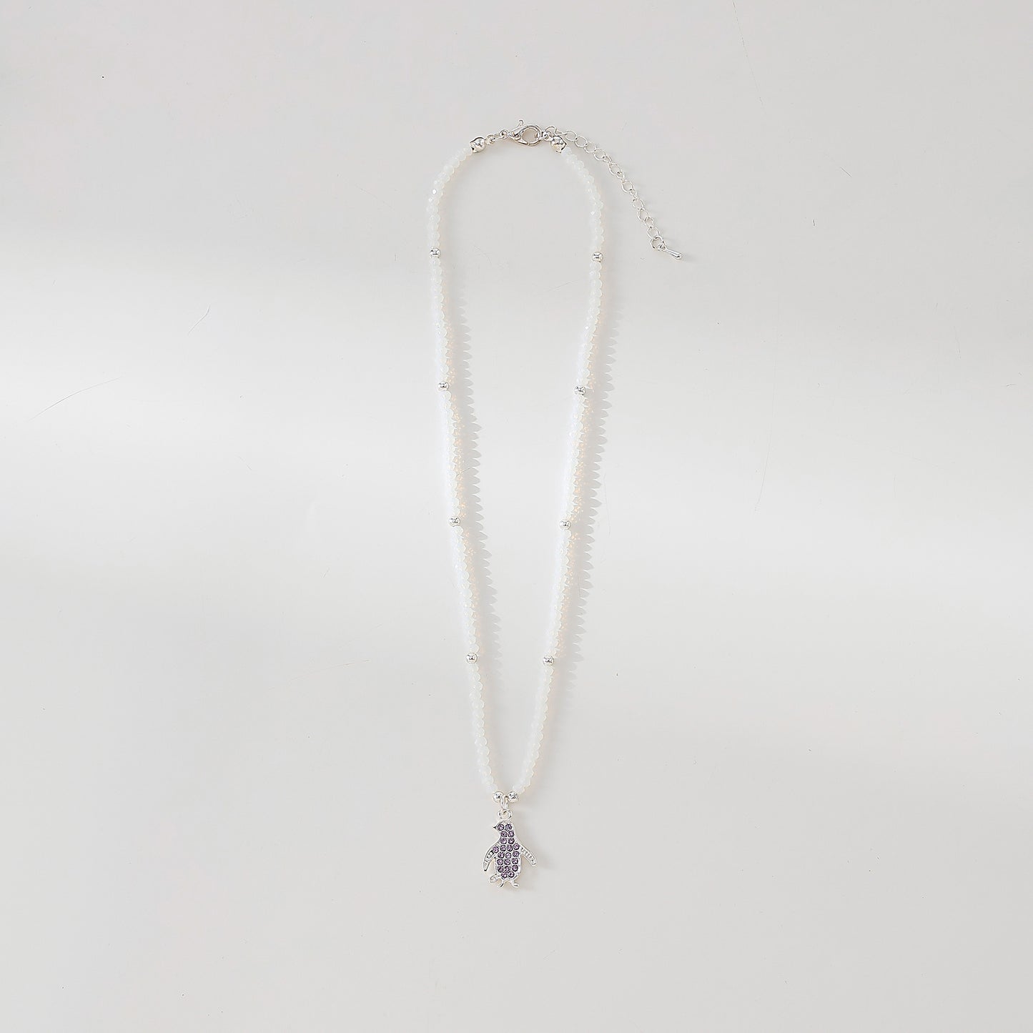 beaded Necklace with Crystal Penguin charm