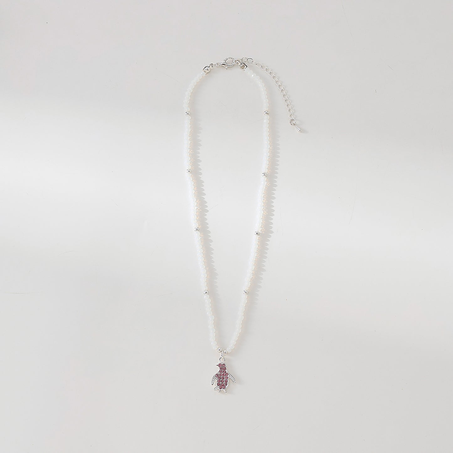 beaded Necklace with Crystal Penguin charm