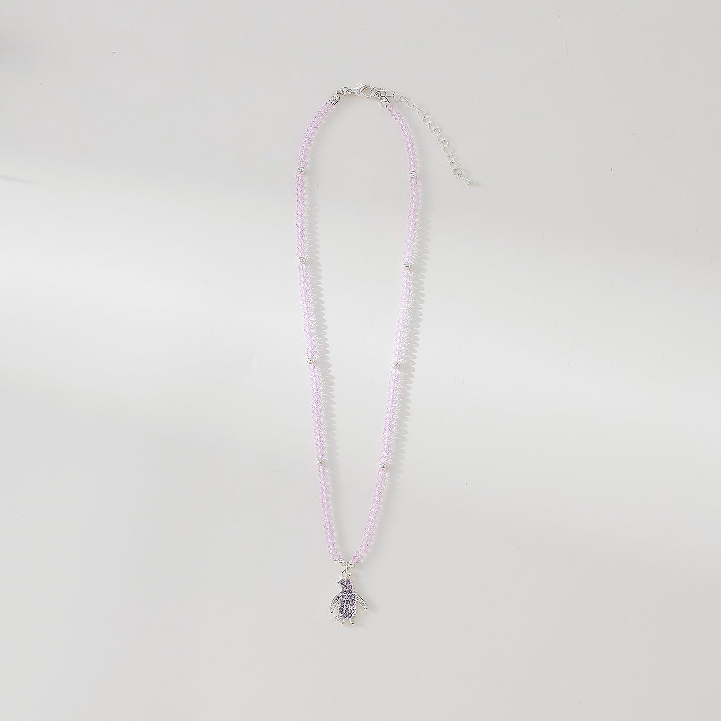 beaded Necklace with Crystal Penguin charm