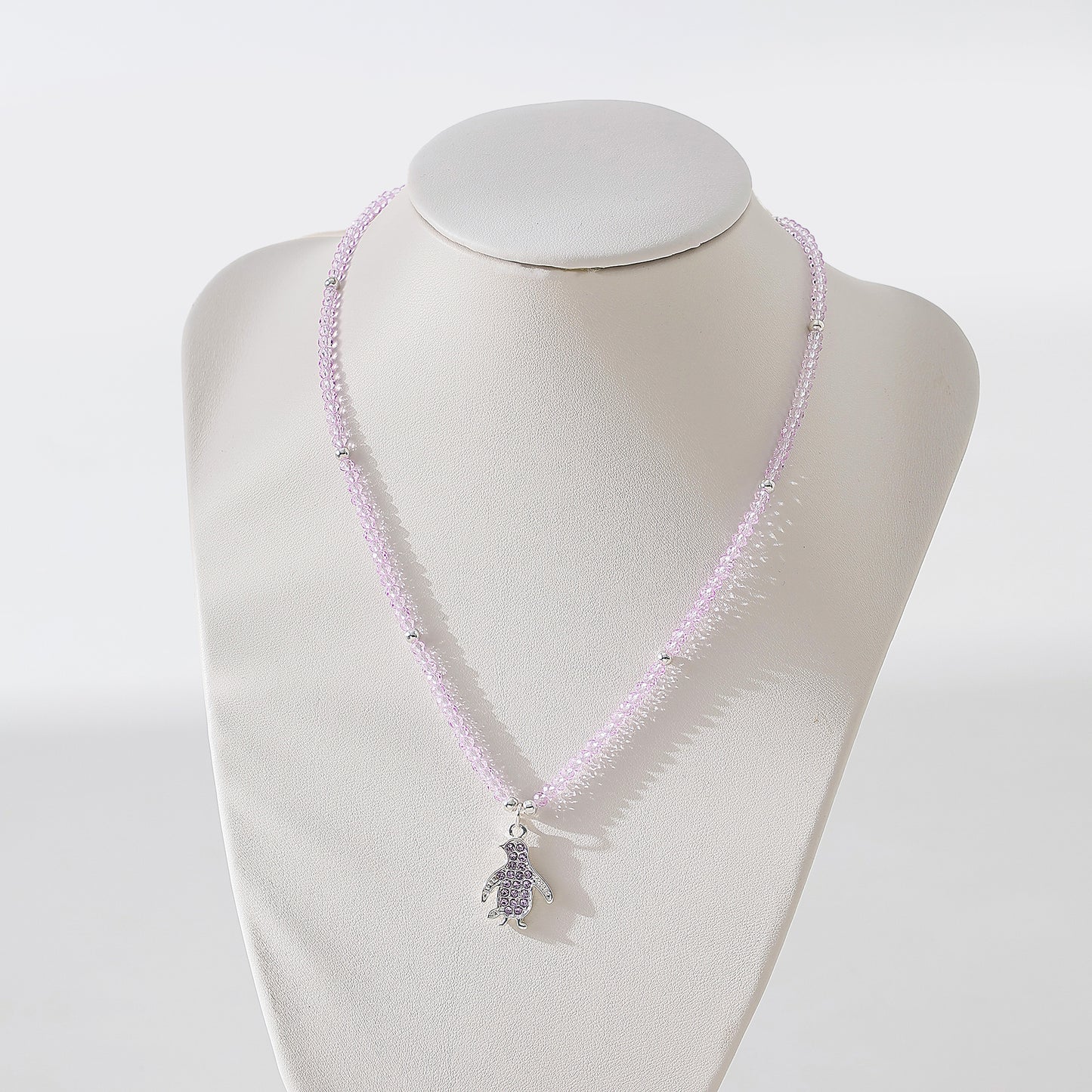 beaded Necklace with Crystal Penguin charm