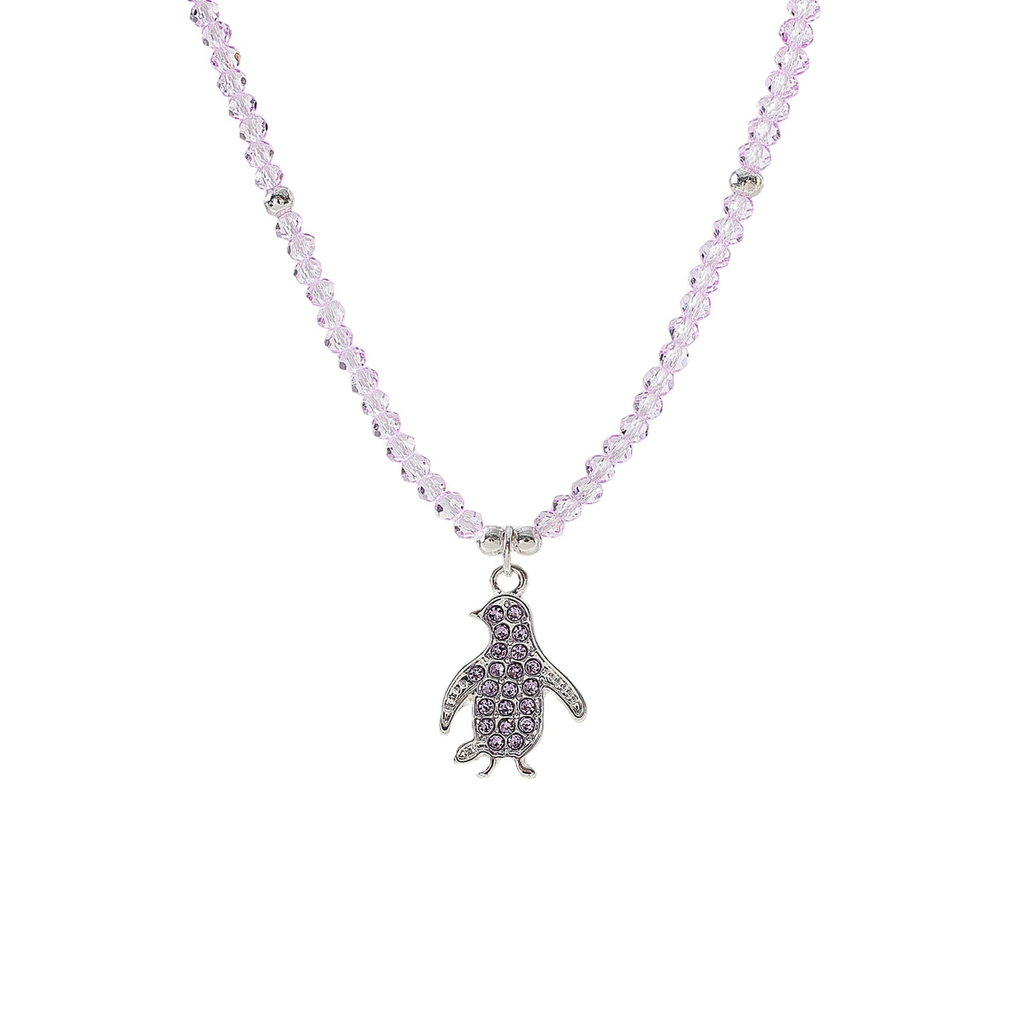 beaded Necklace with Crystal Penguin charm