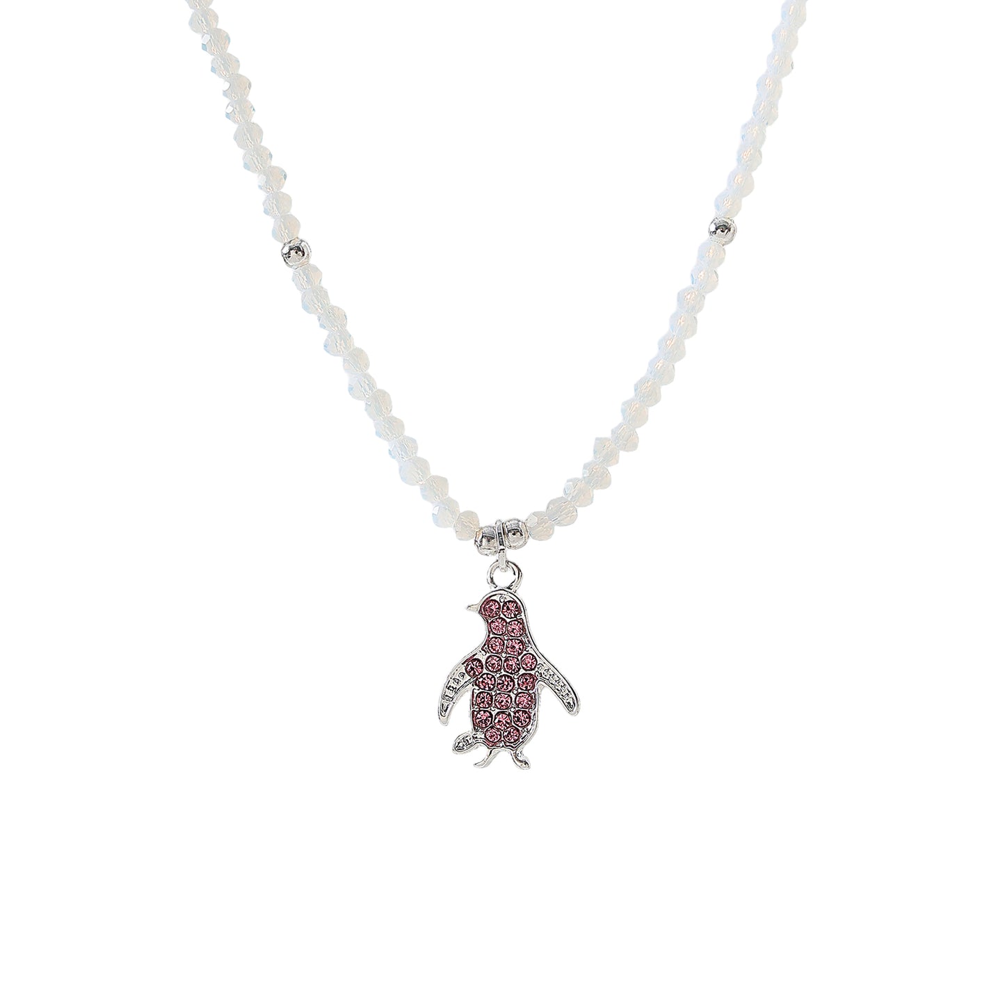 beaded Necklace with Crystal Penguin charm