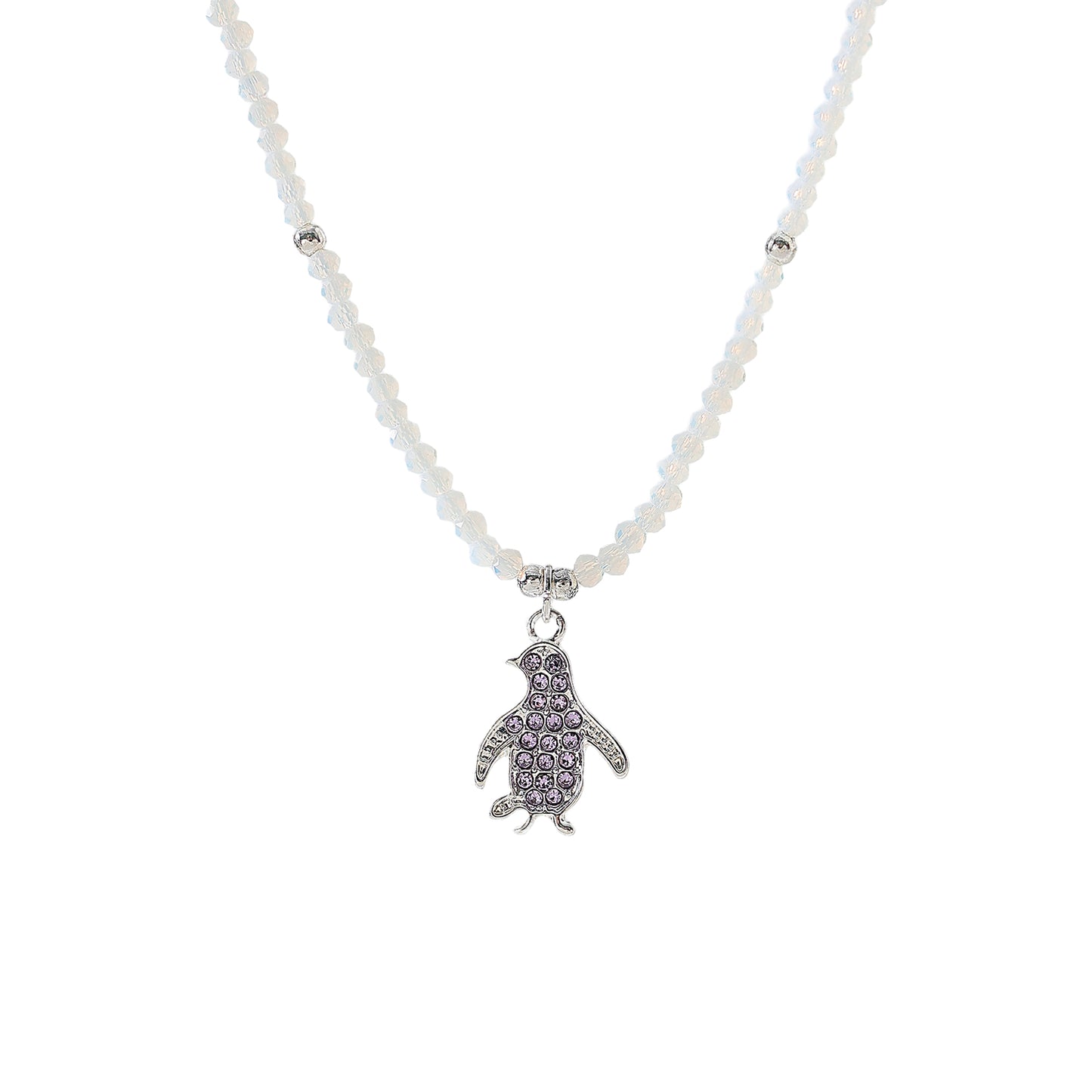 beaded Necklace with Crystal Penguin charm