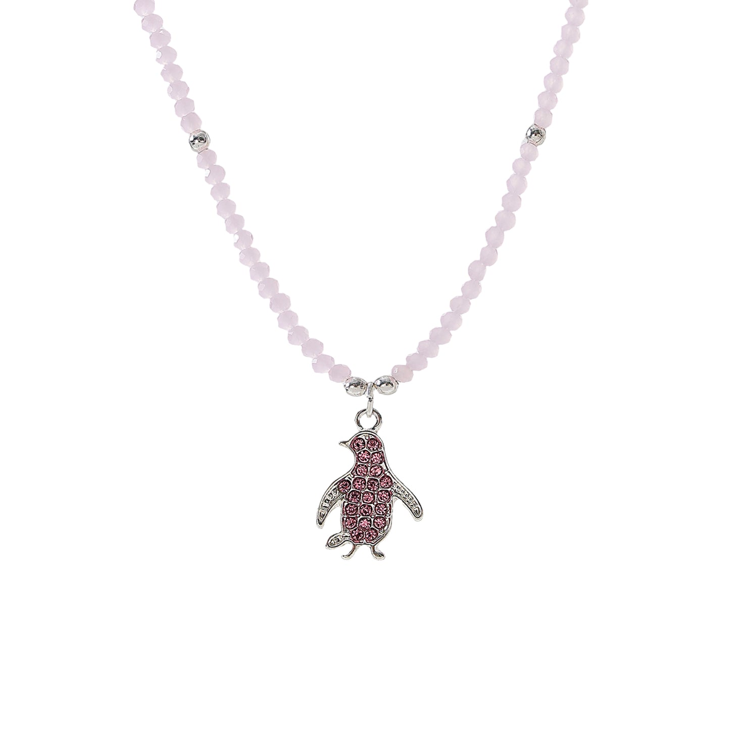 beaded Necklace with Crystal Penguin charm