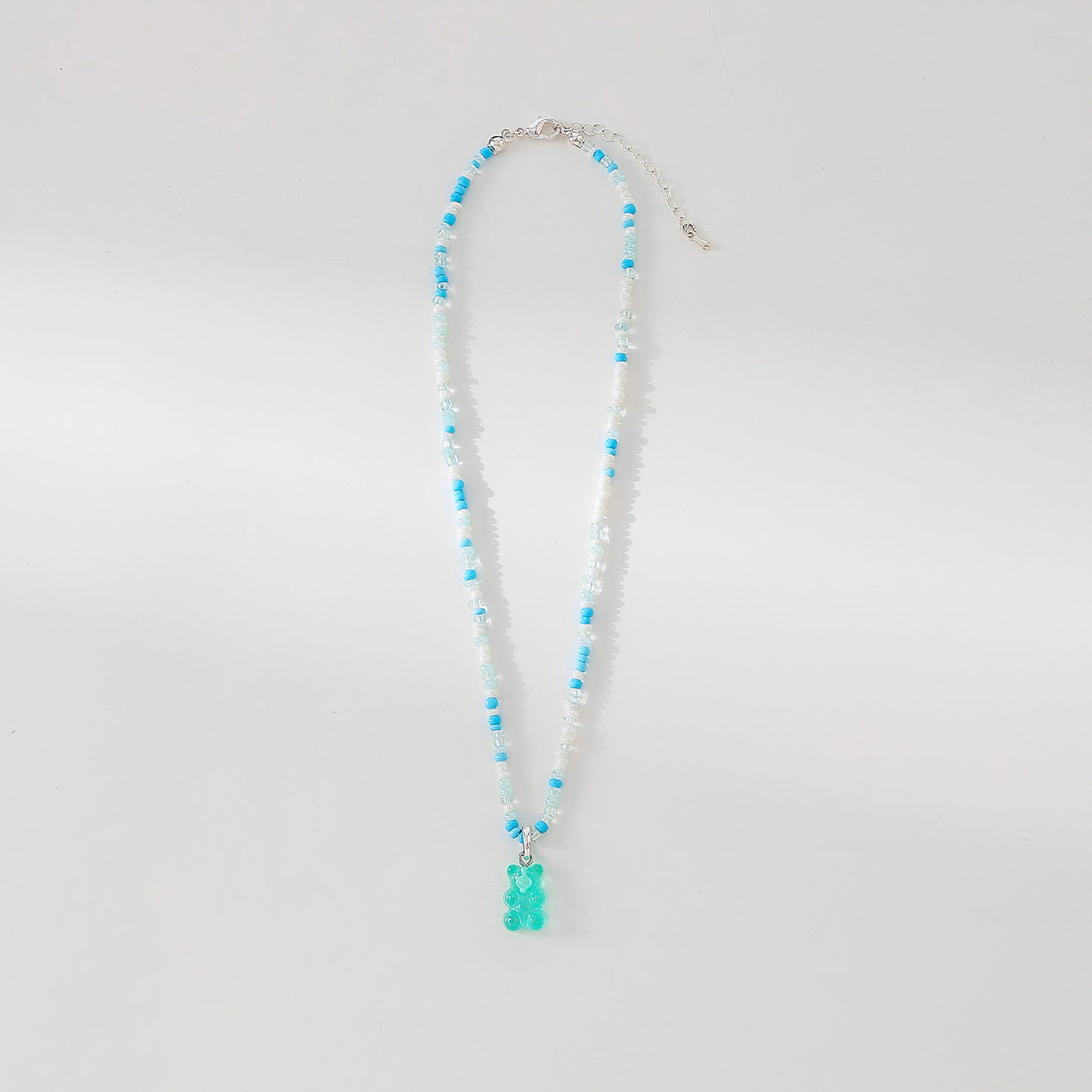 Assorted pastel mix beaded Necklace with gummy Bear charm