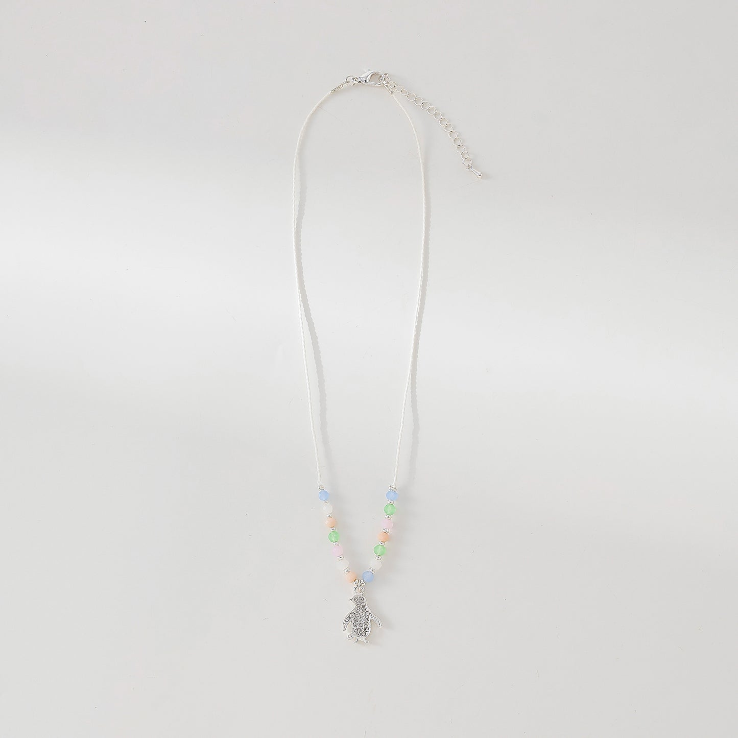 colored Crystal Penguin on beaded string Necklace
