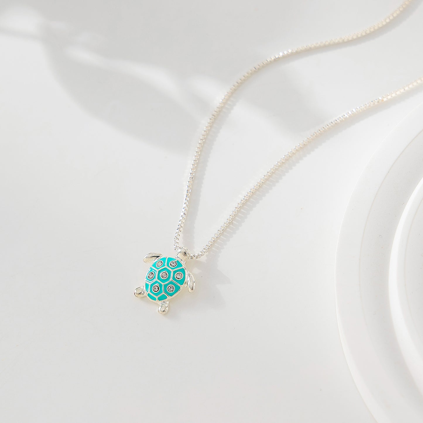 Enamel Turtle with crystals Necklace