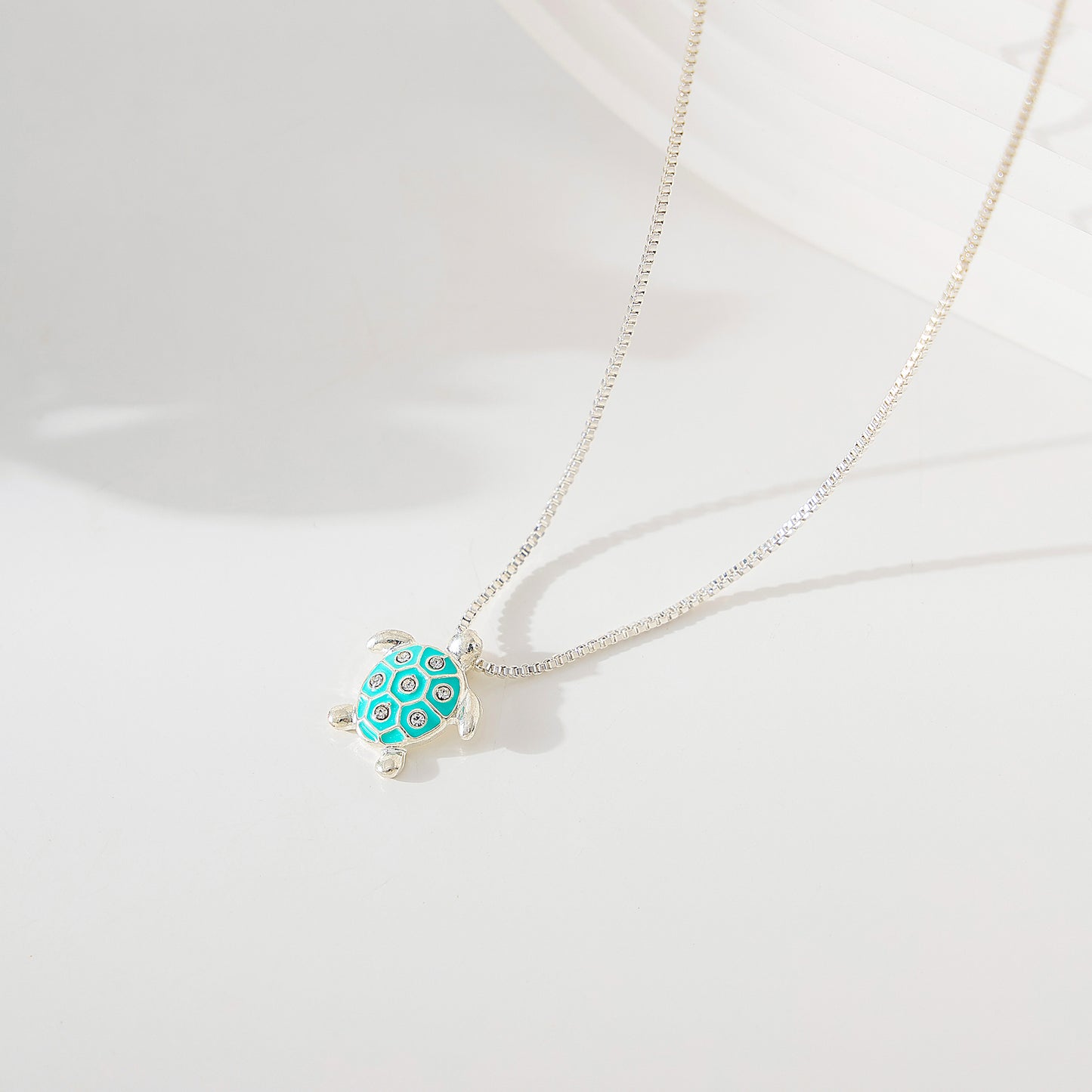 Enamel Turtle with crystals Necklace