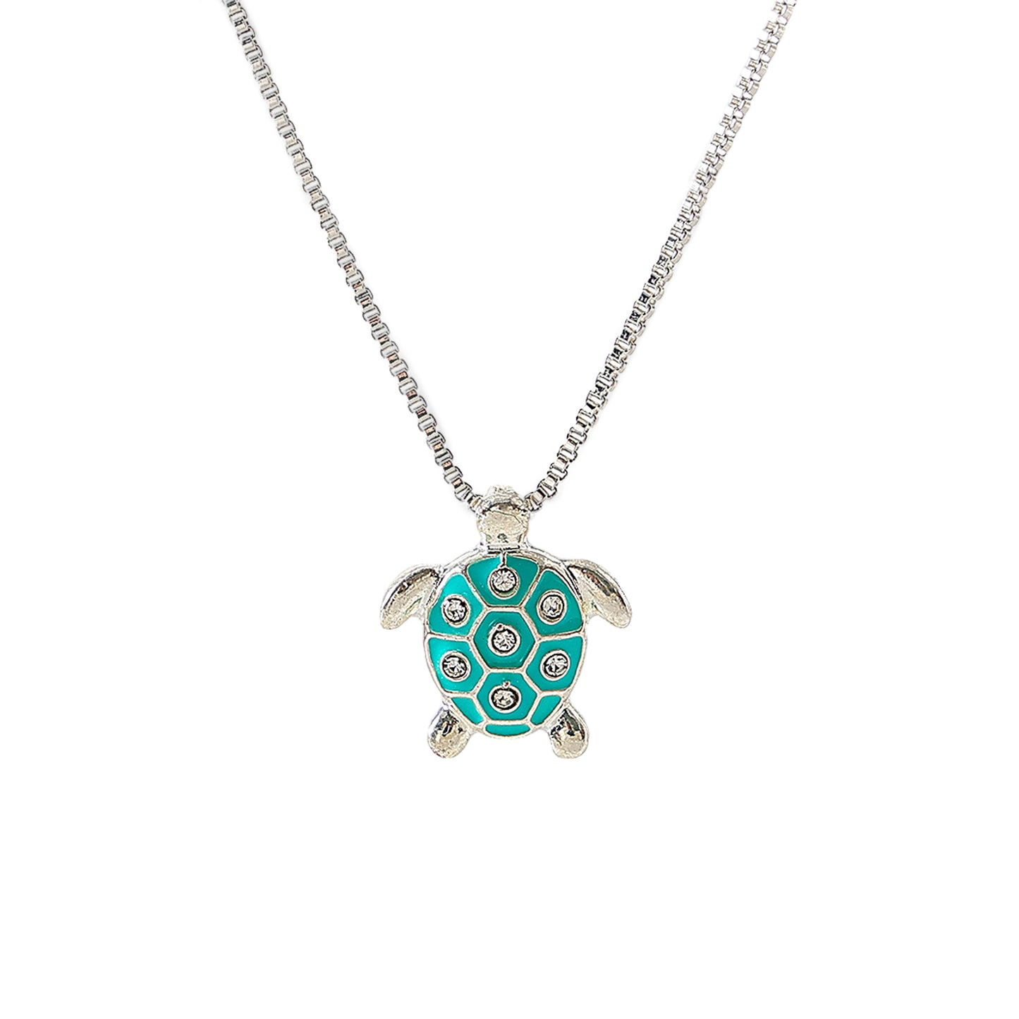 Enamel Turtle with crystals Necklace