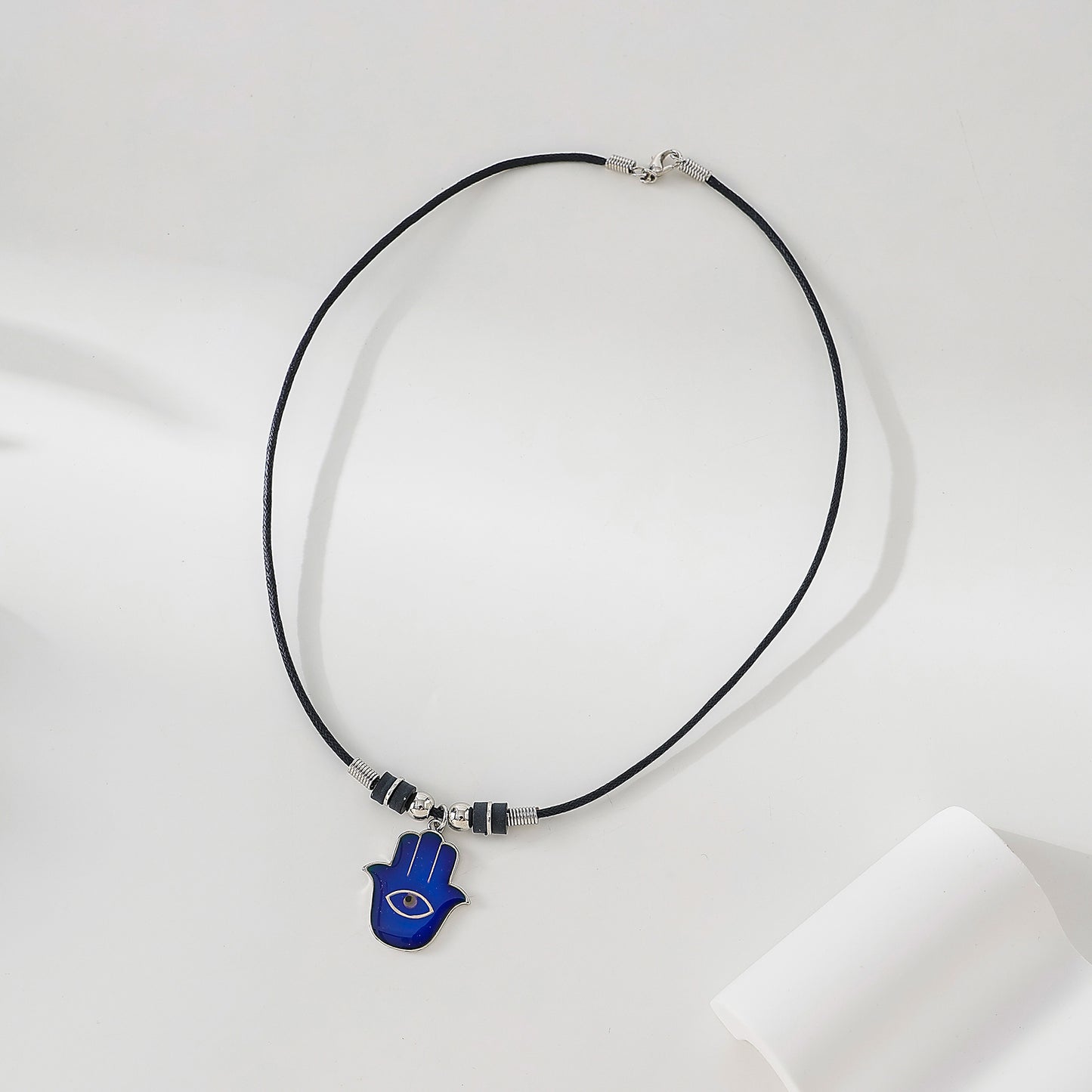 Hamsa Mood charm on black cord Necklace