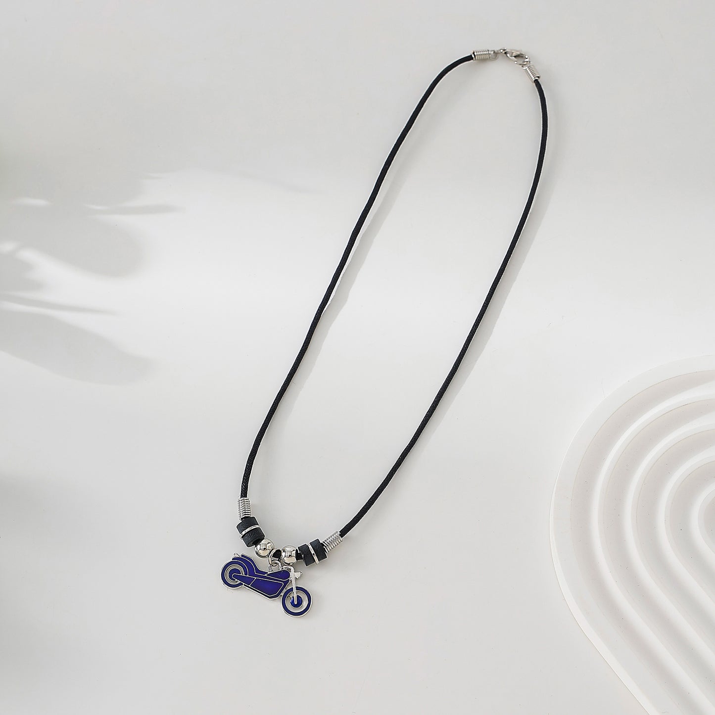 Motorcycle Mood charm on black cord Necklace