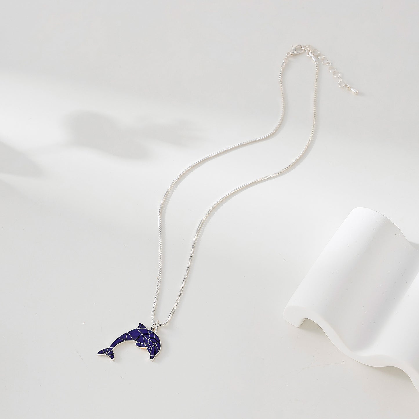 Dolphin Mood charm on silver chain Necklace