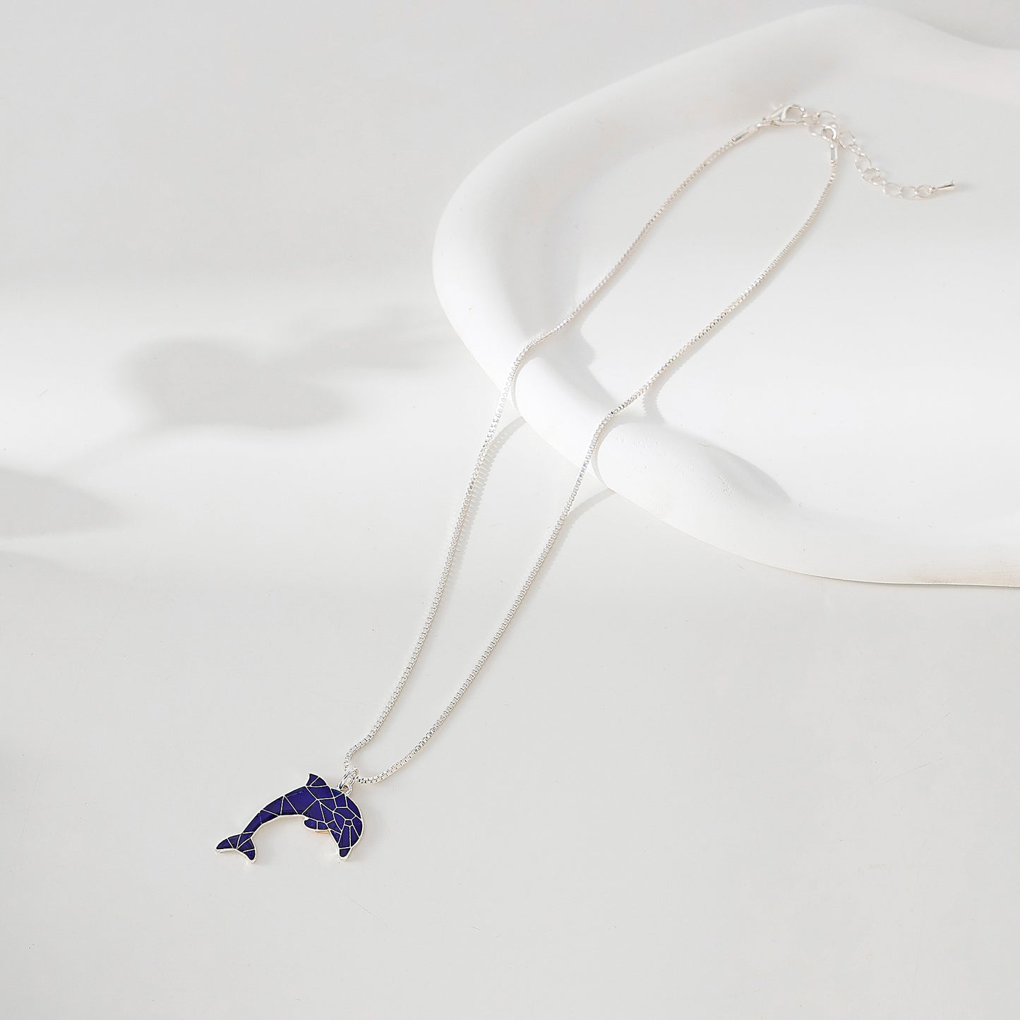 Dolphin Mood charm on silver chain Necklace