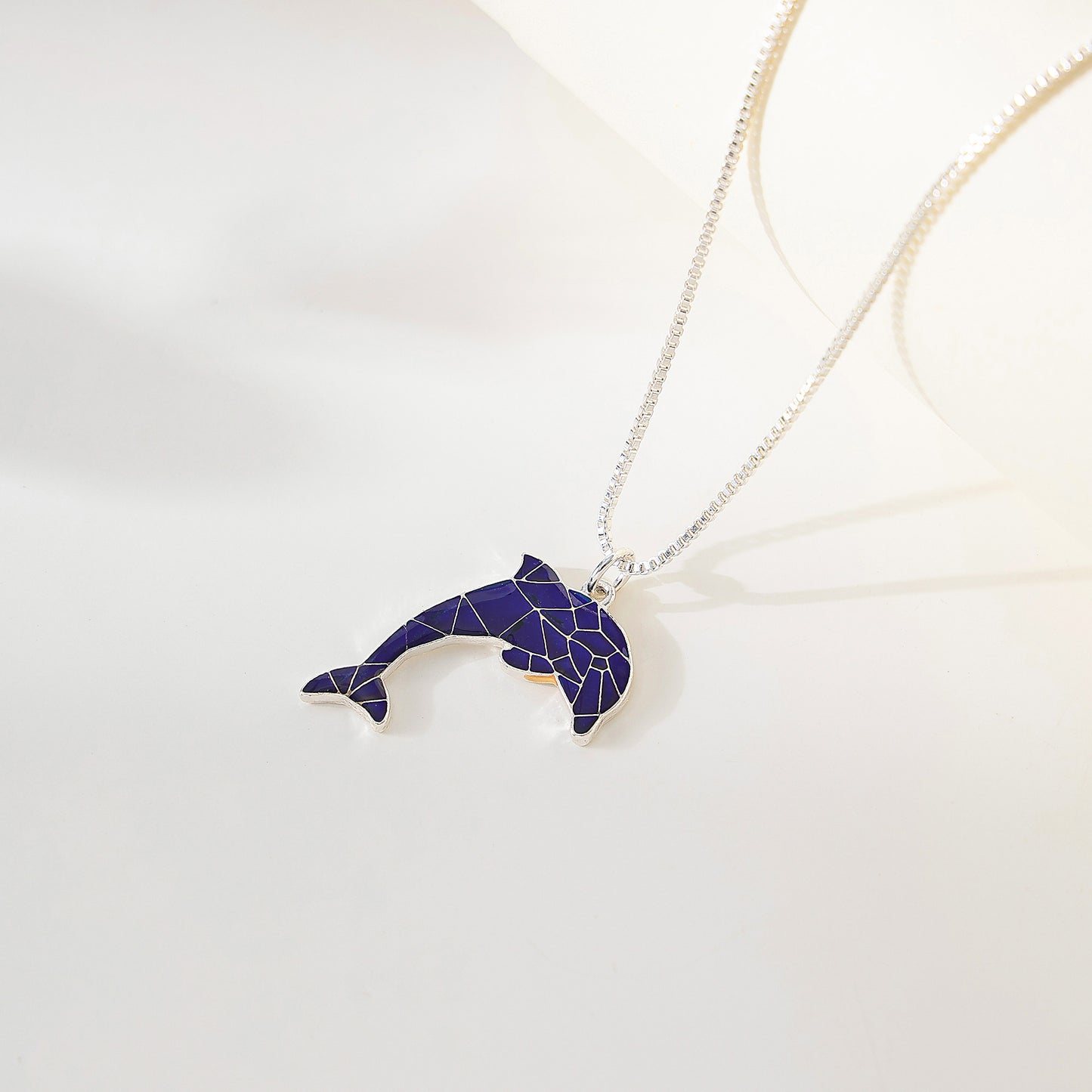 Dolphin Mood charm on silver chain Necklace