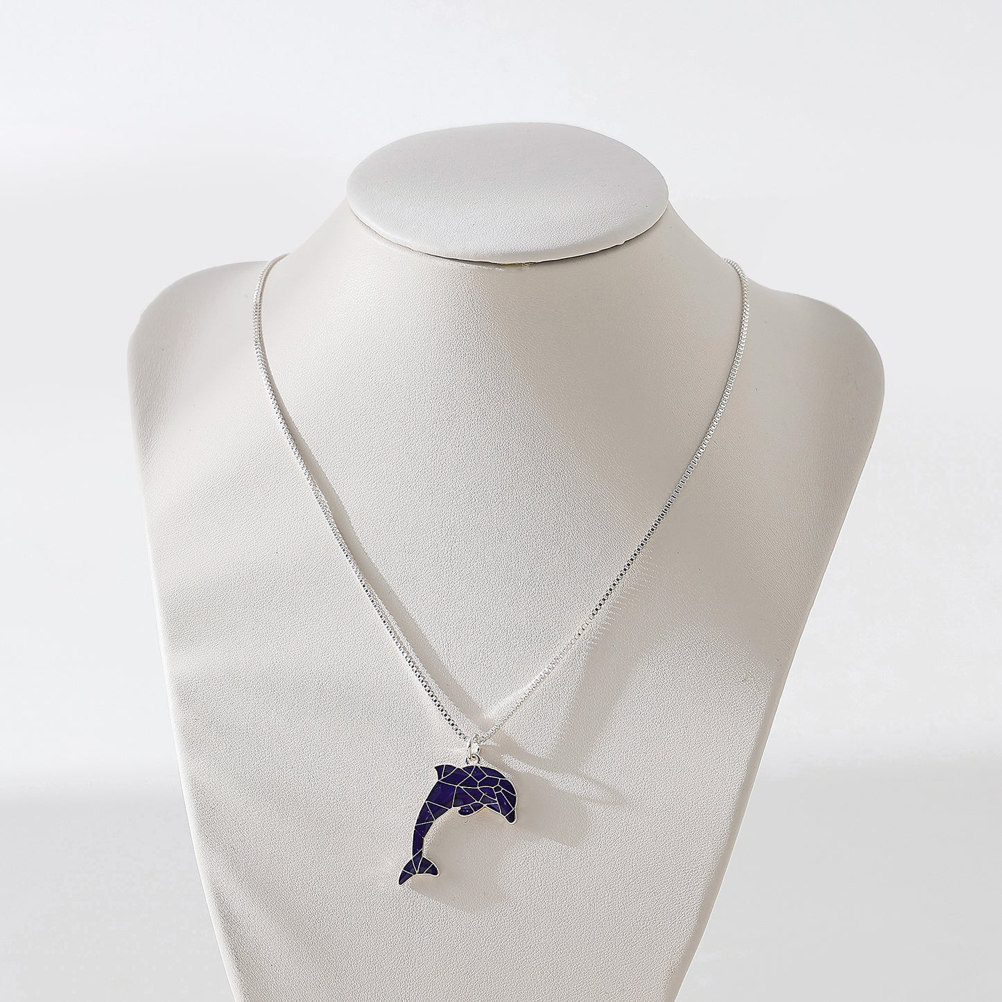 Dolphin Mood charm on silver chain Necklace