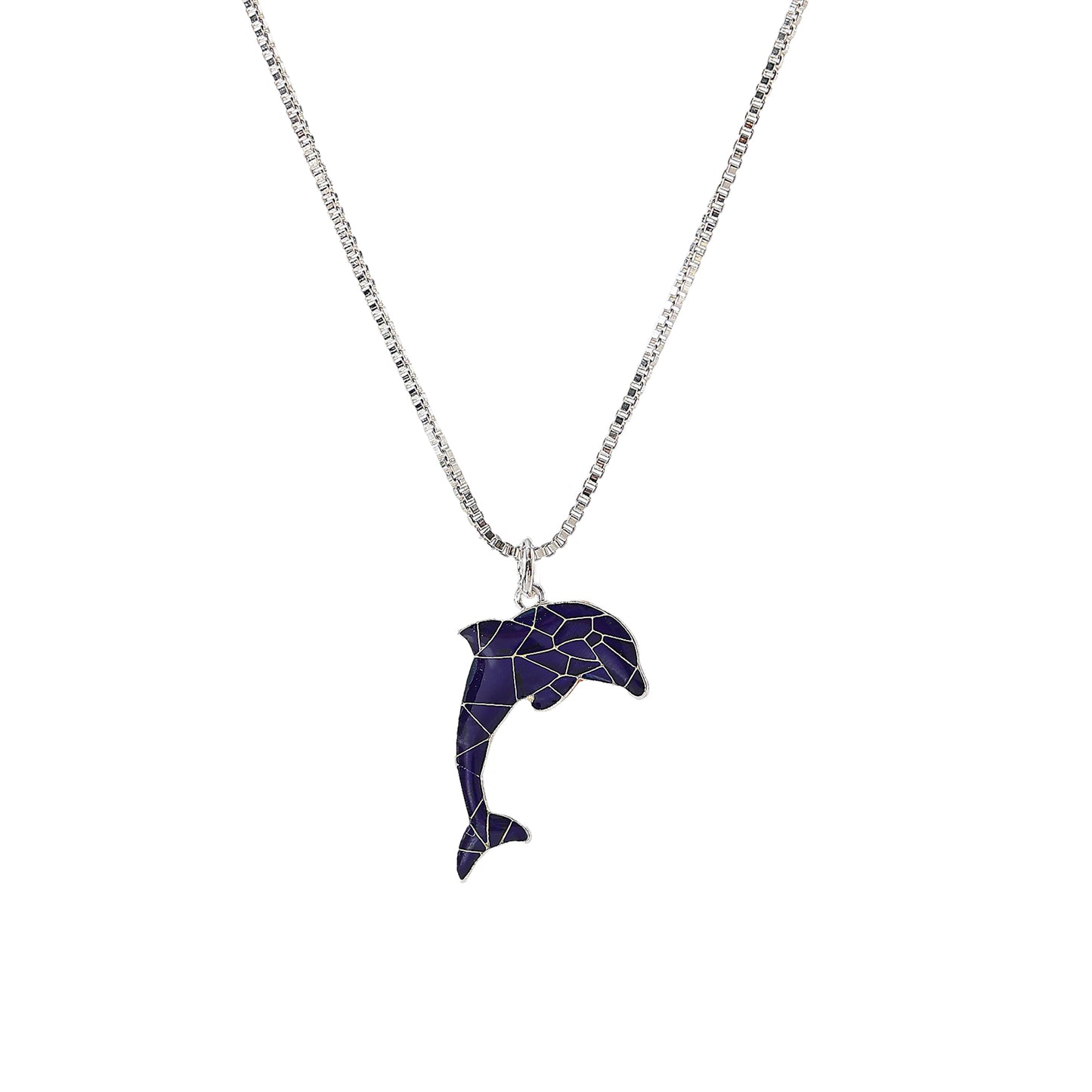 Dolphin Mood charm on silver chain Necklace
