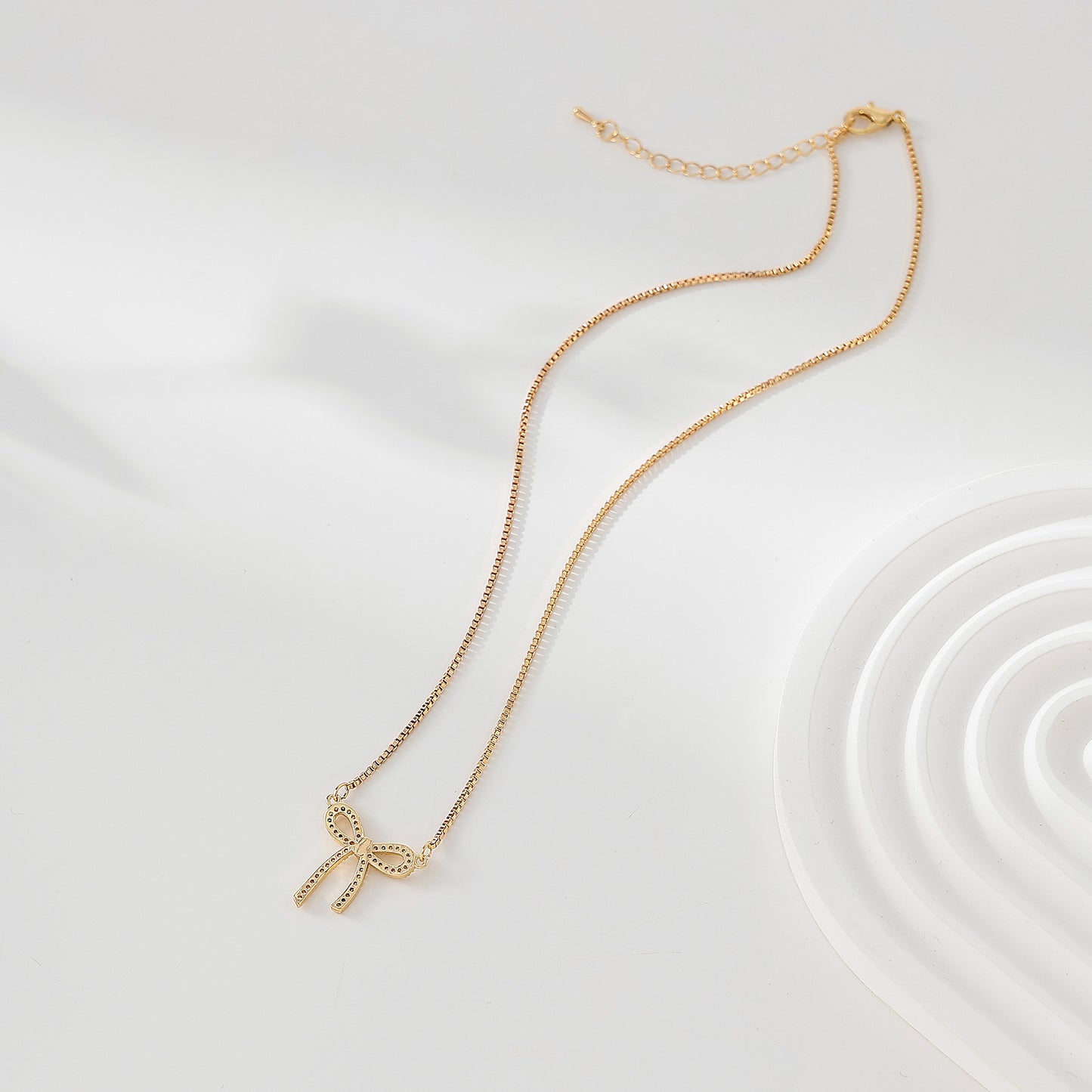 Golden and Crystal Bow Necklace