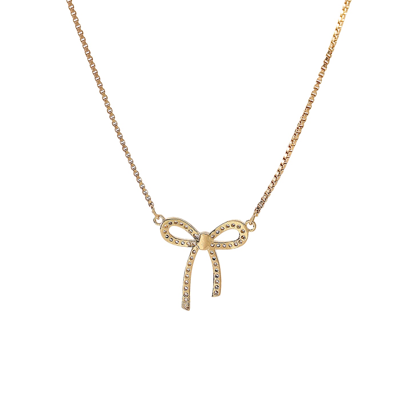 Golden and Crystal Bow Necklace