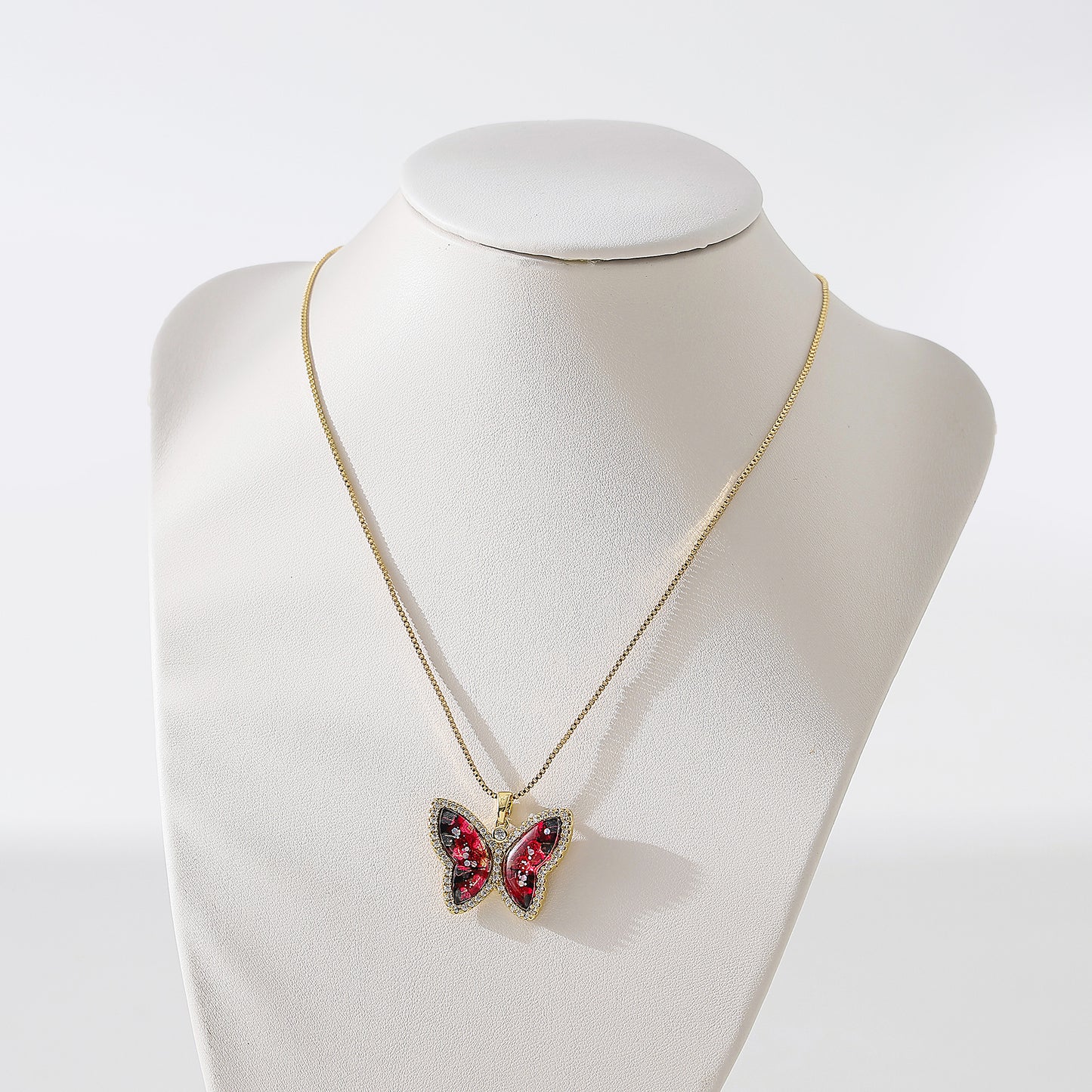 Sparkle and Crystal Butterfly on golden chain Necklace