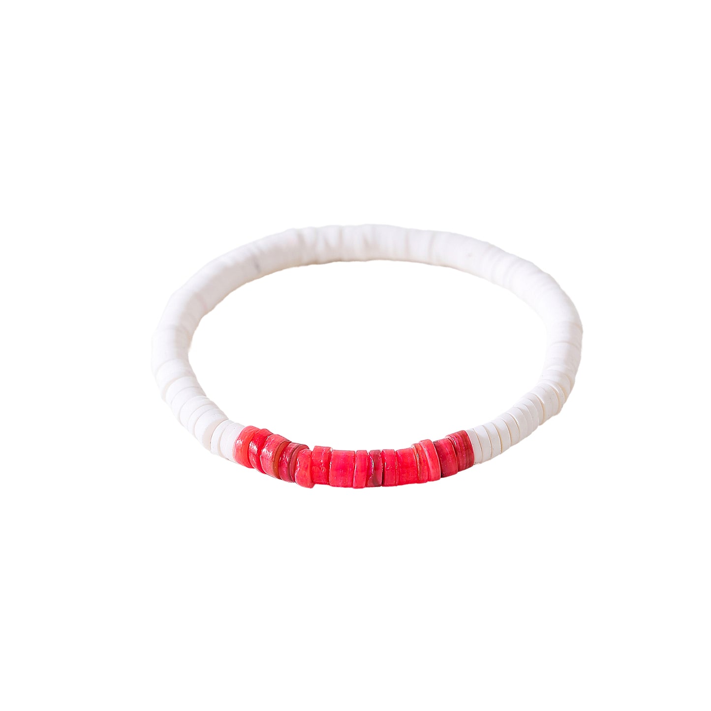 White Fimo beads with assorted colored shell beaded Bracelet