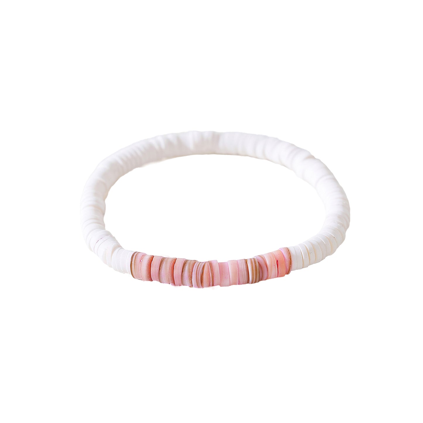 White Fimo beads with assorted colored shell beaded Bracelet