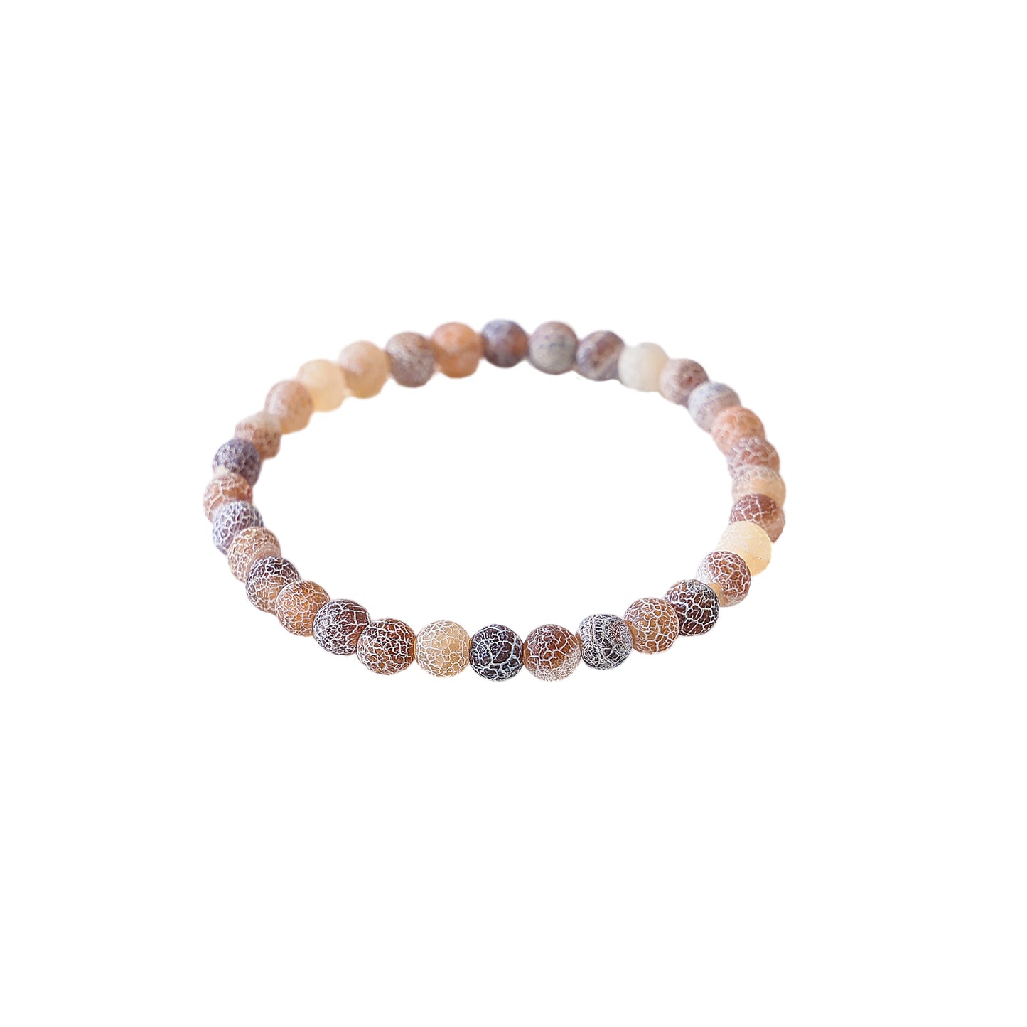 6mm round assorted Cracked Agate beaded Bracelet
