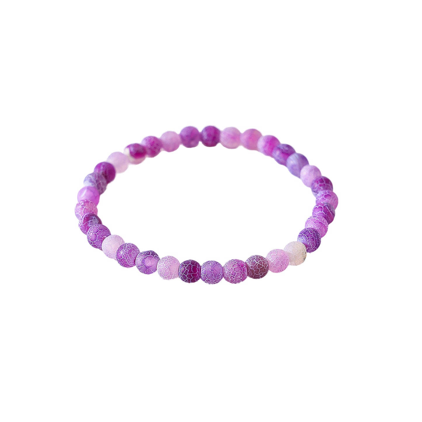 6mm round assorted Cracked Agate beaded Bracelet