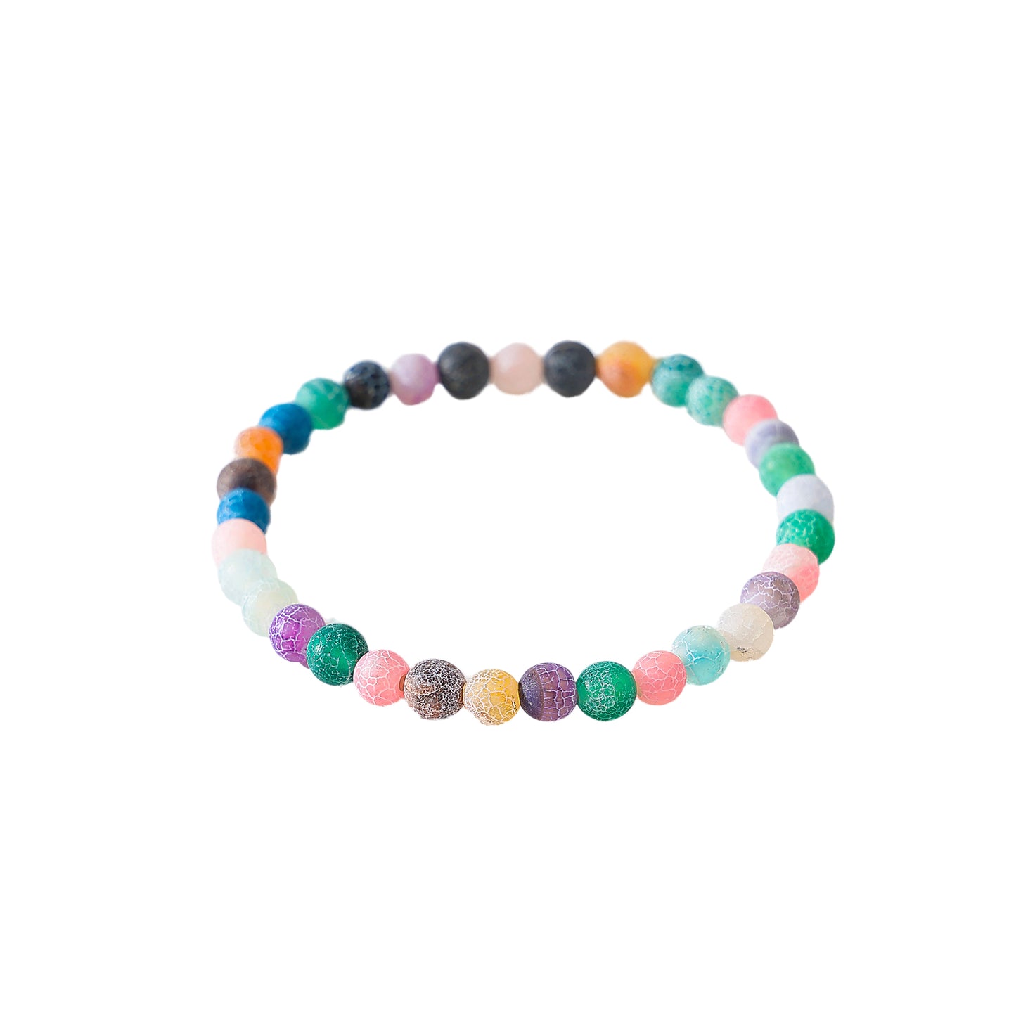 6mm round assorted Cracked Agate beaded Bracelet