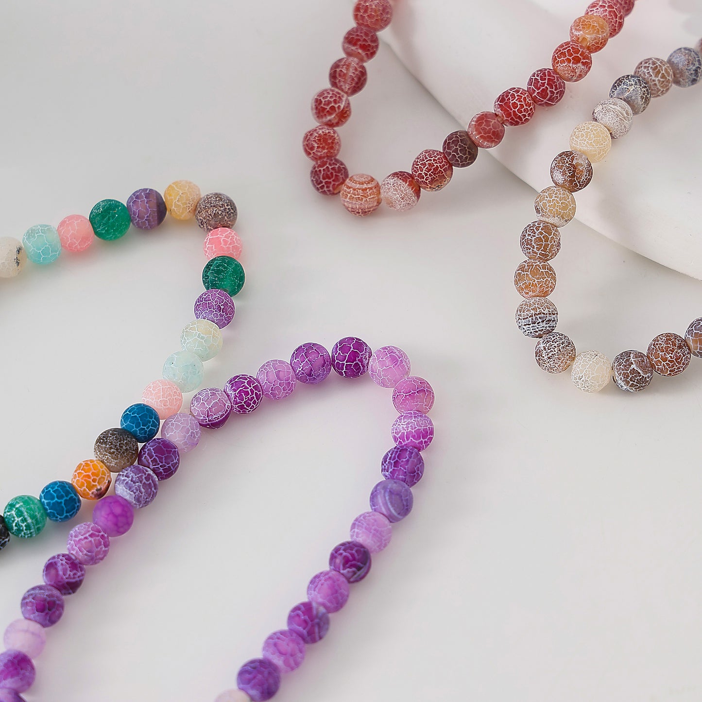 6mm round assorted Cracked Agate beaded Bracelet