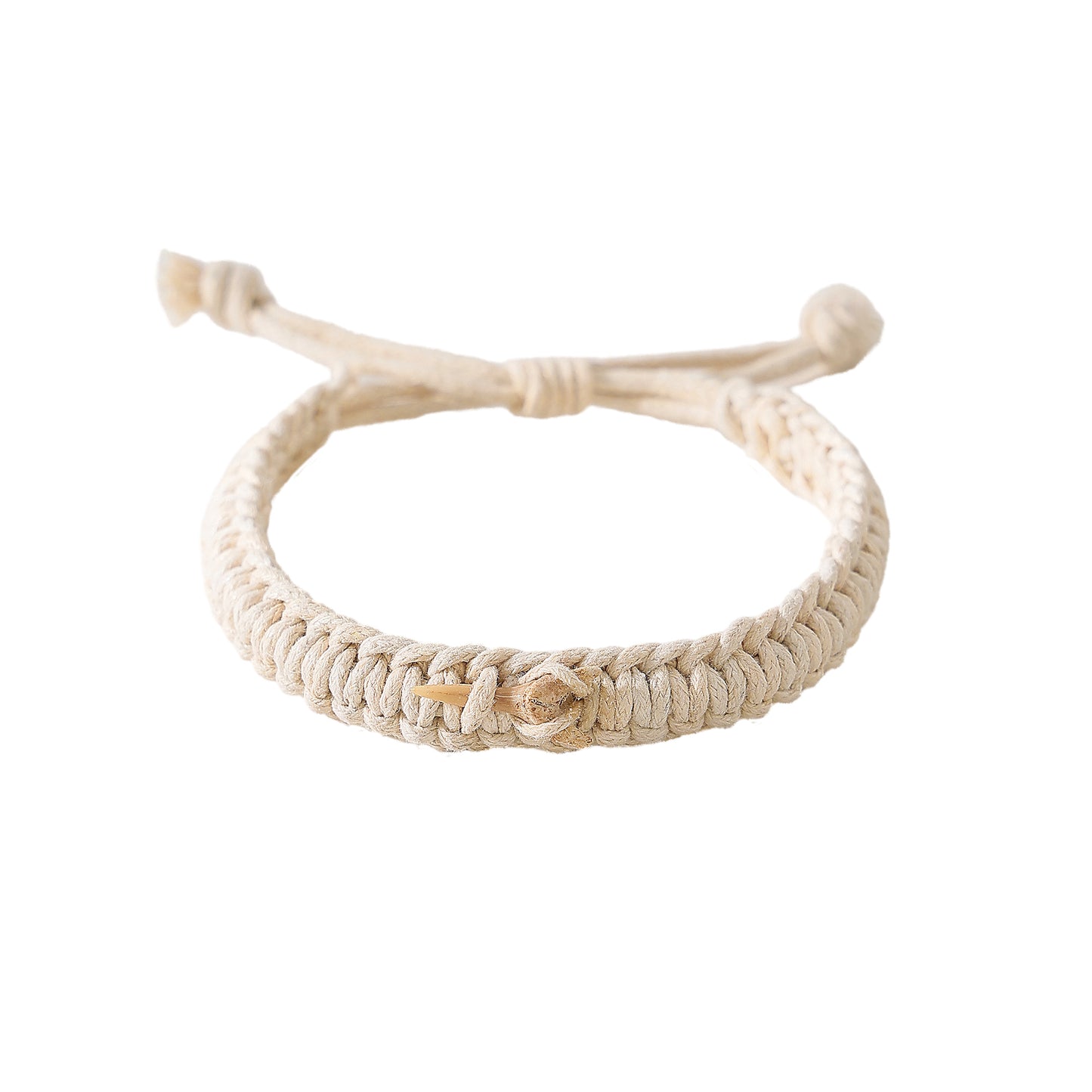Leather Woven Shark Tooth Fossil Bracelet