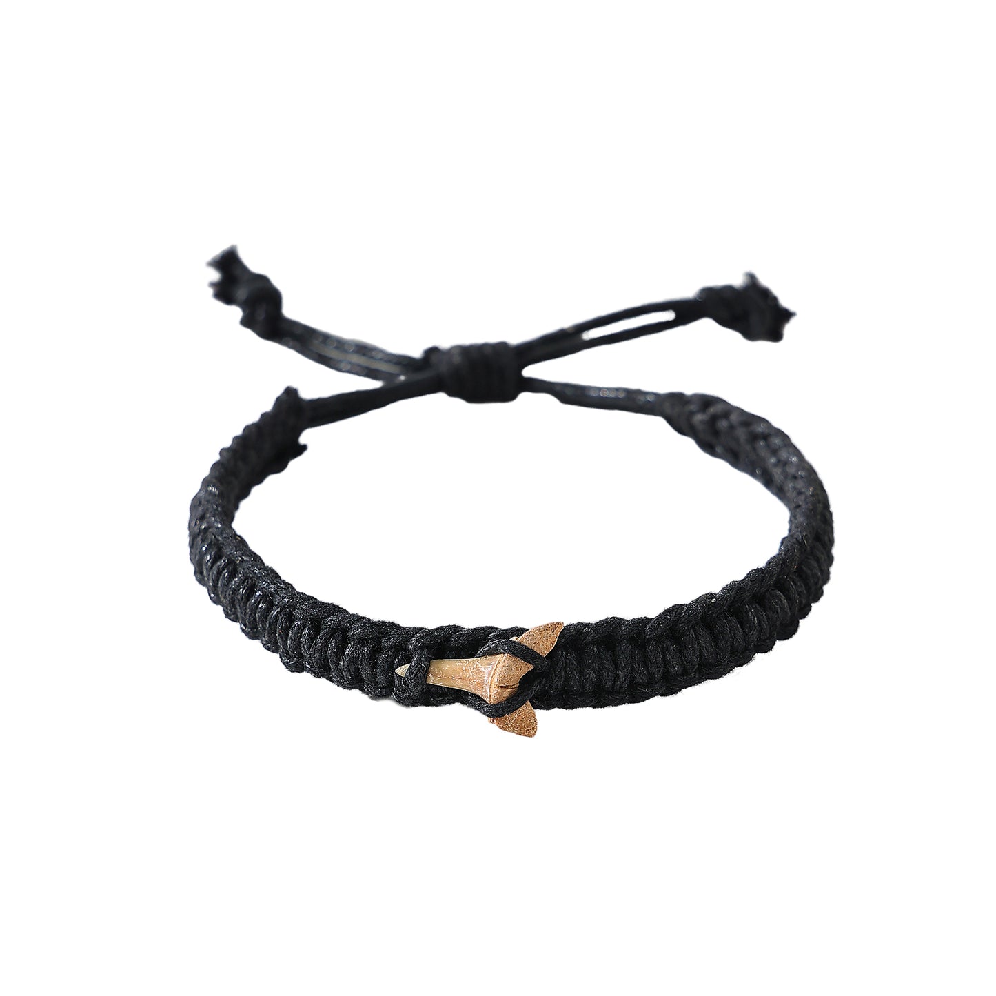 Leather Woven Shark Tooth Fossil Bracelet