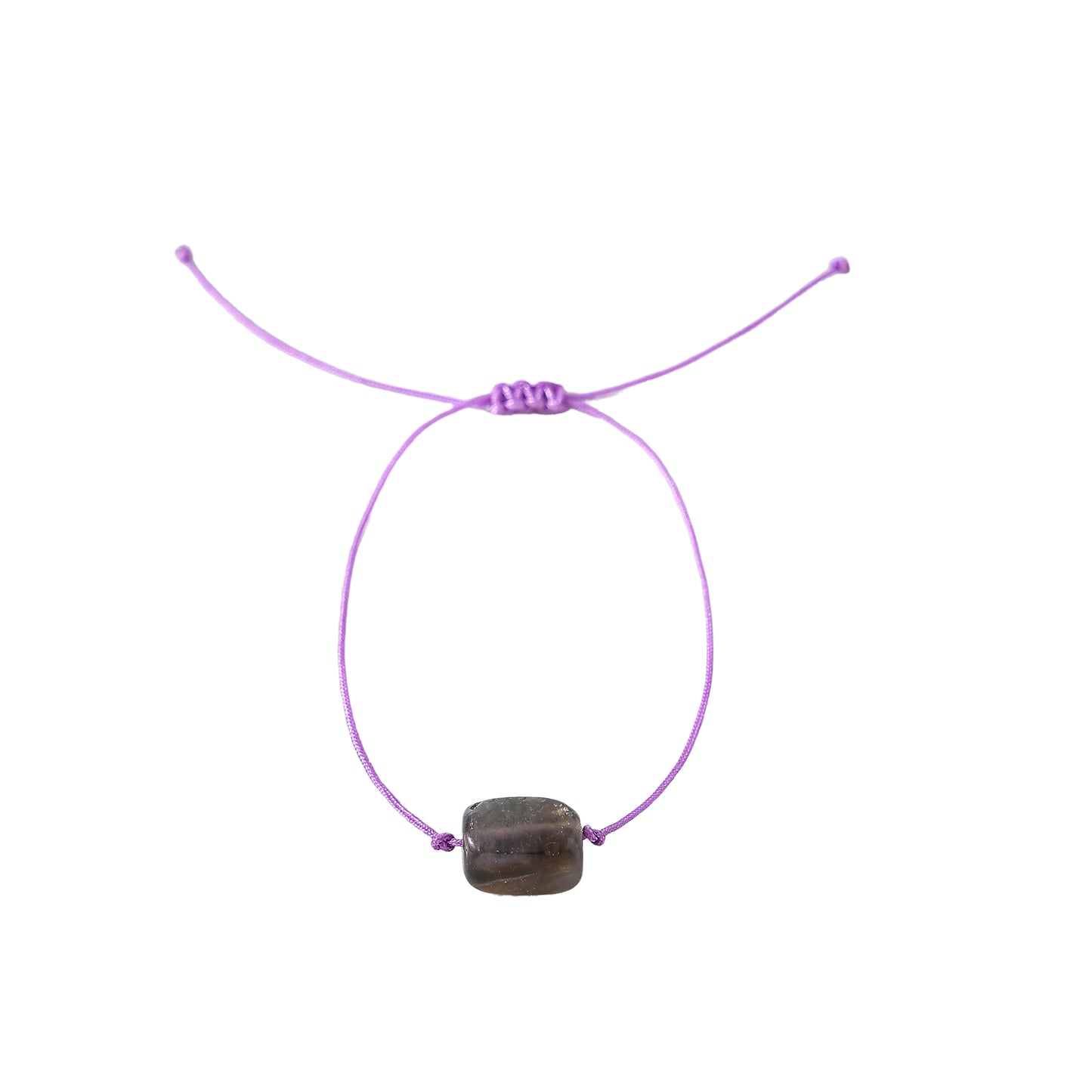 Assorted large rectangular Gemstone bead on adjustable cord Bracelet