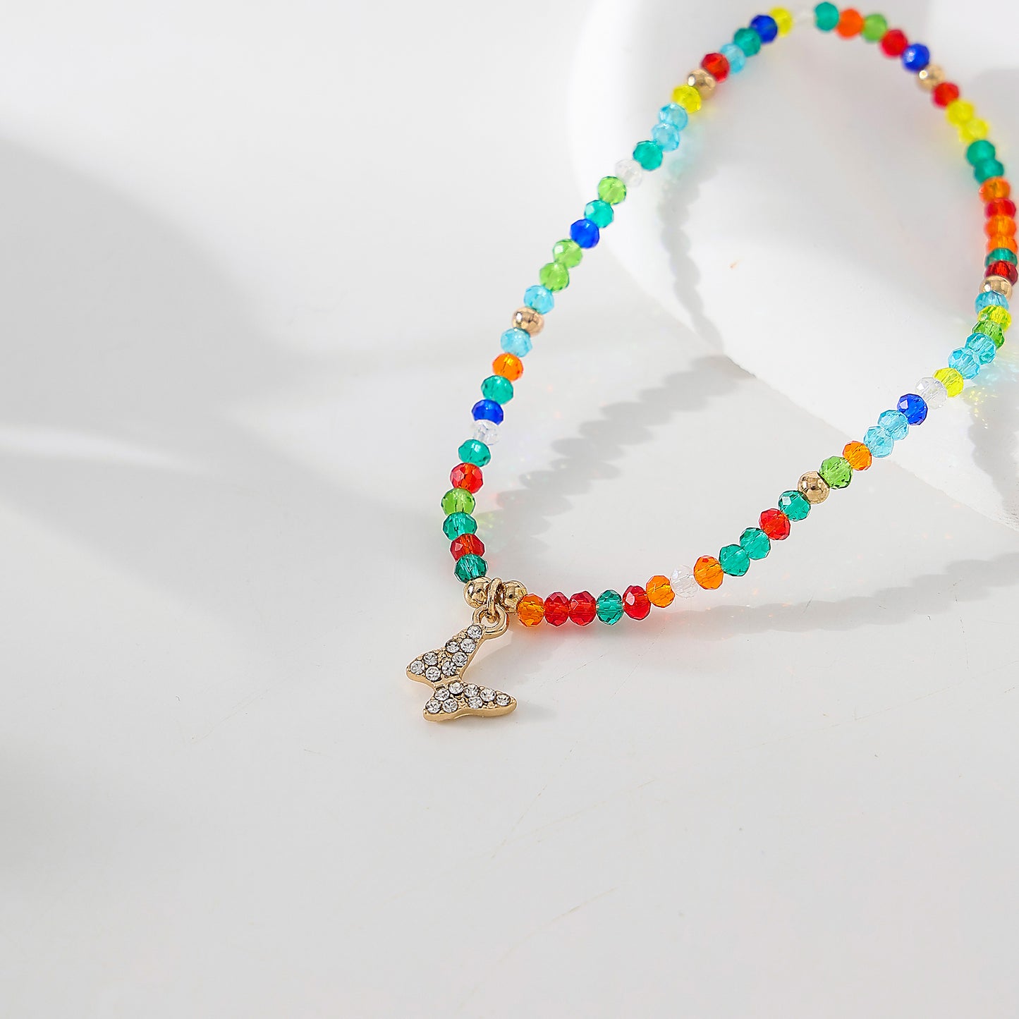 Assorted Beaded Bracelet with Small Crystal Butterfly Charm - Delicate and Sparkling Jewelry for Women, Perfect Gift