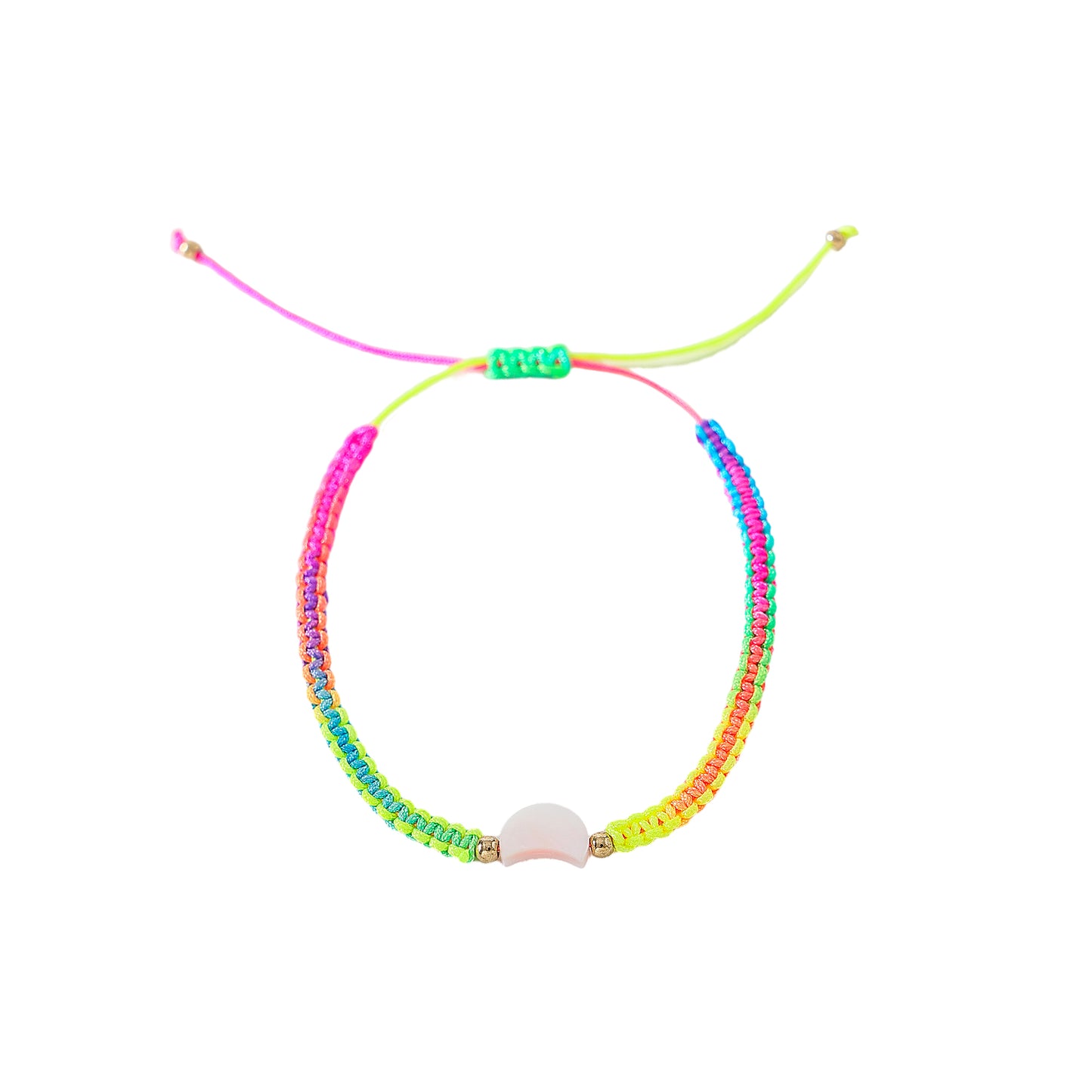Assorted macrame adjustable Bracelet with white shell Moon bead