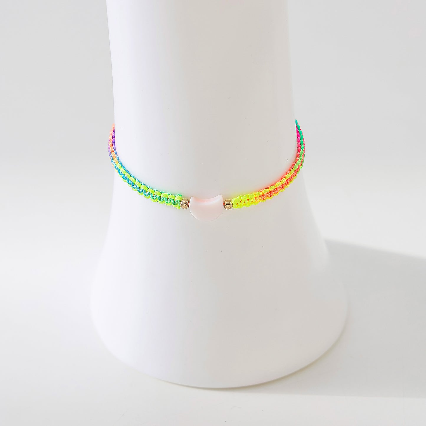 Assorted macrame adjustable Bracelet with white shell Moon bead