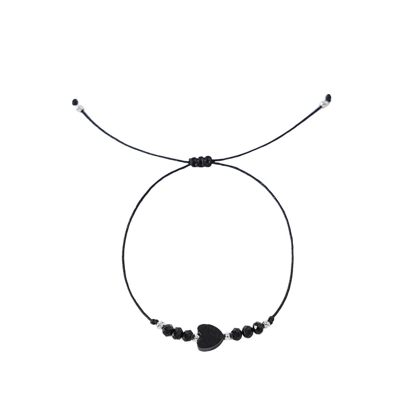 Genuine stone Heart Bead on adjustable sting bracelet with assorted beads