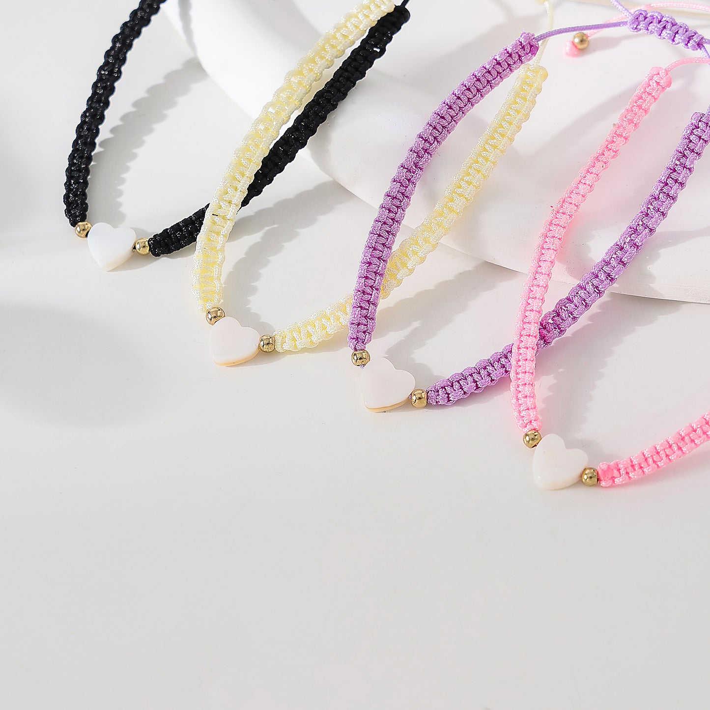 White Heart on assorted string macrame bracelet for festival daily wear gift for all ages