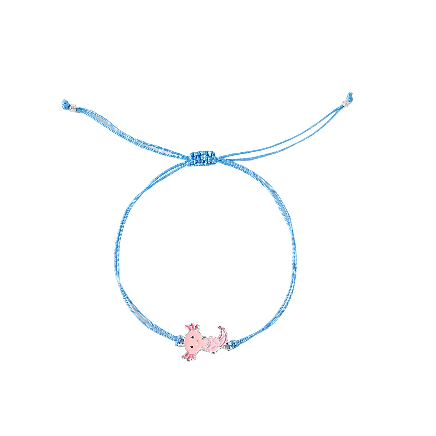 Assorted colored string Bracelet with Pink Axolotl charm