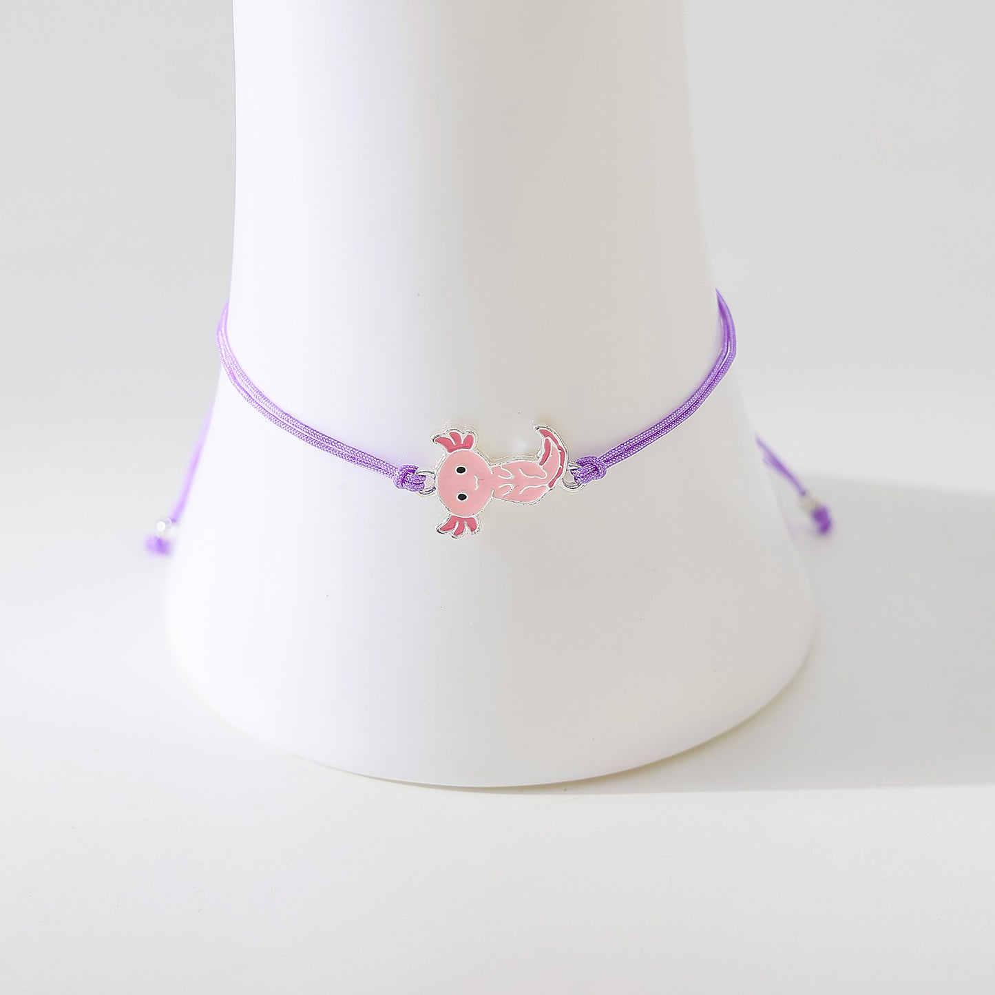 Assorted colored string Bracelet with Pink Axolotl charm
