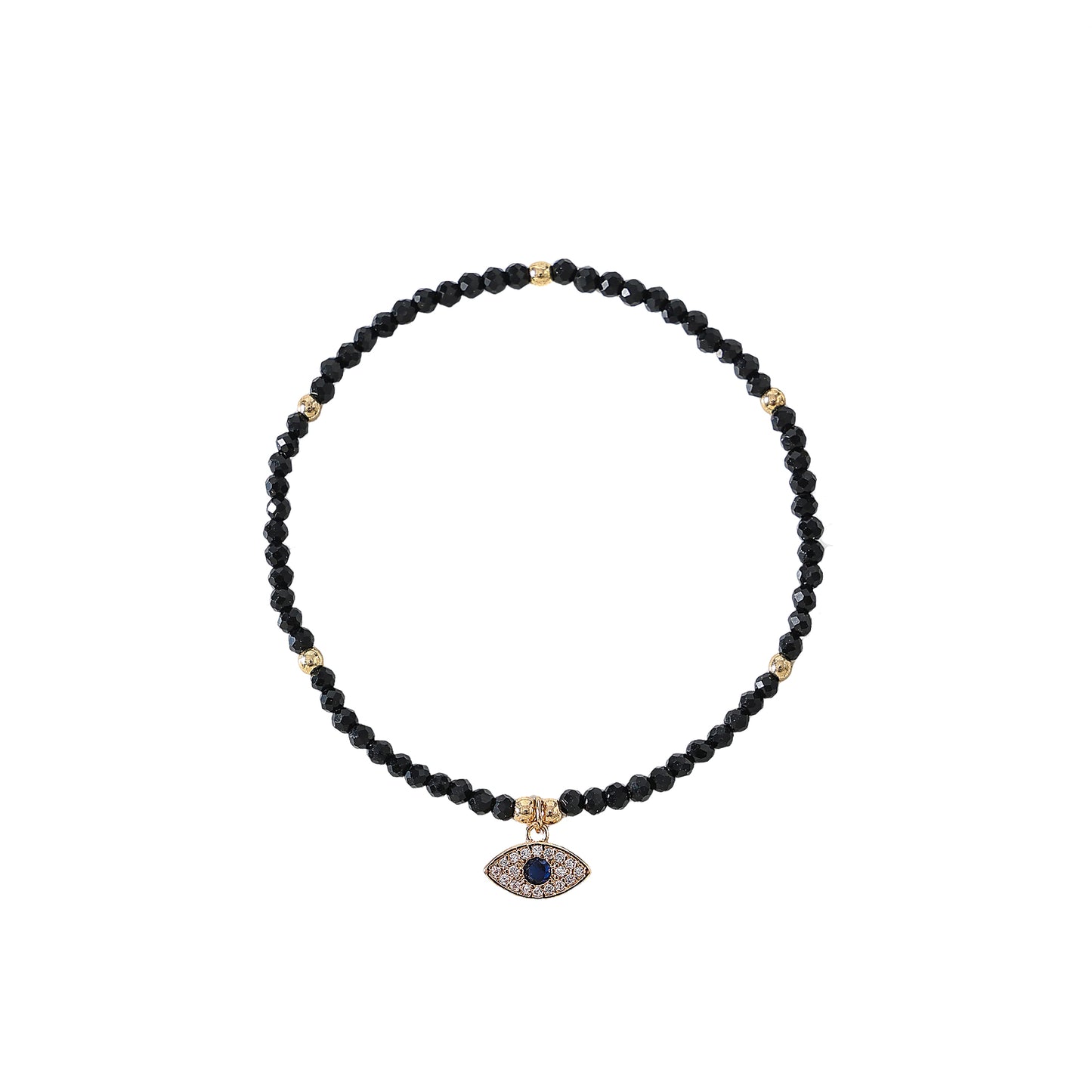Cubic Zirconia Lucky Eye bead on assorted beaded Bracelet