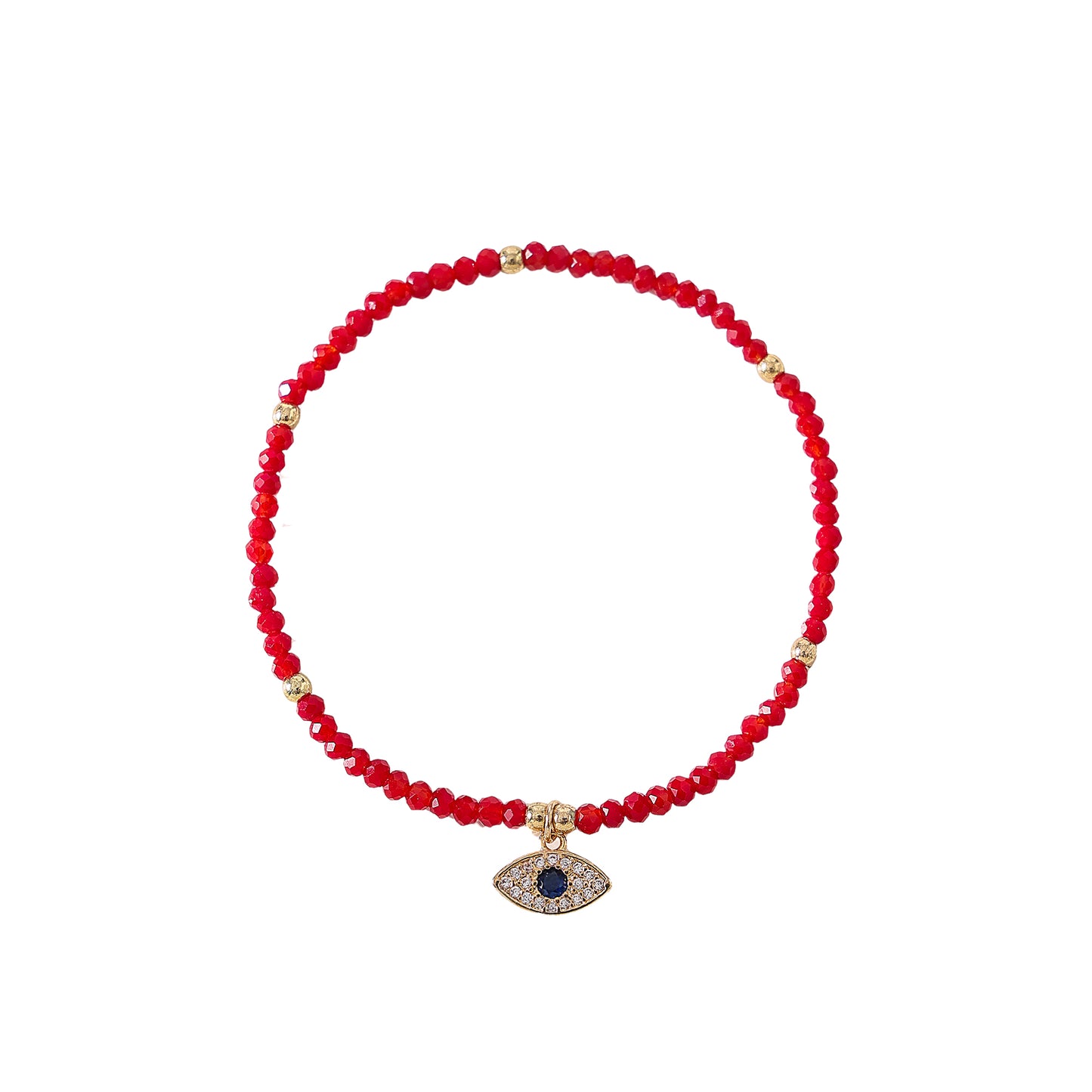 Cubic Zirconia Lucky Eye bead on assorted beaded Bracelet