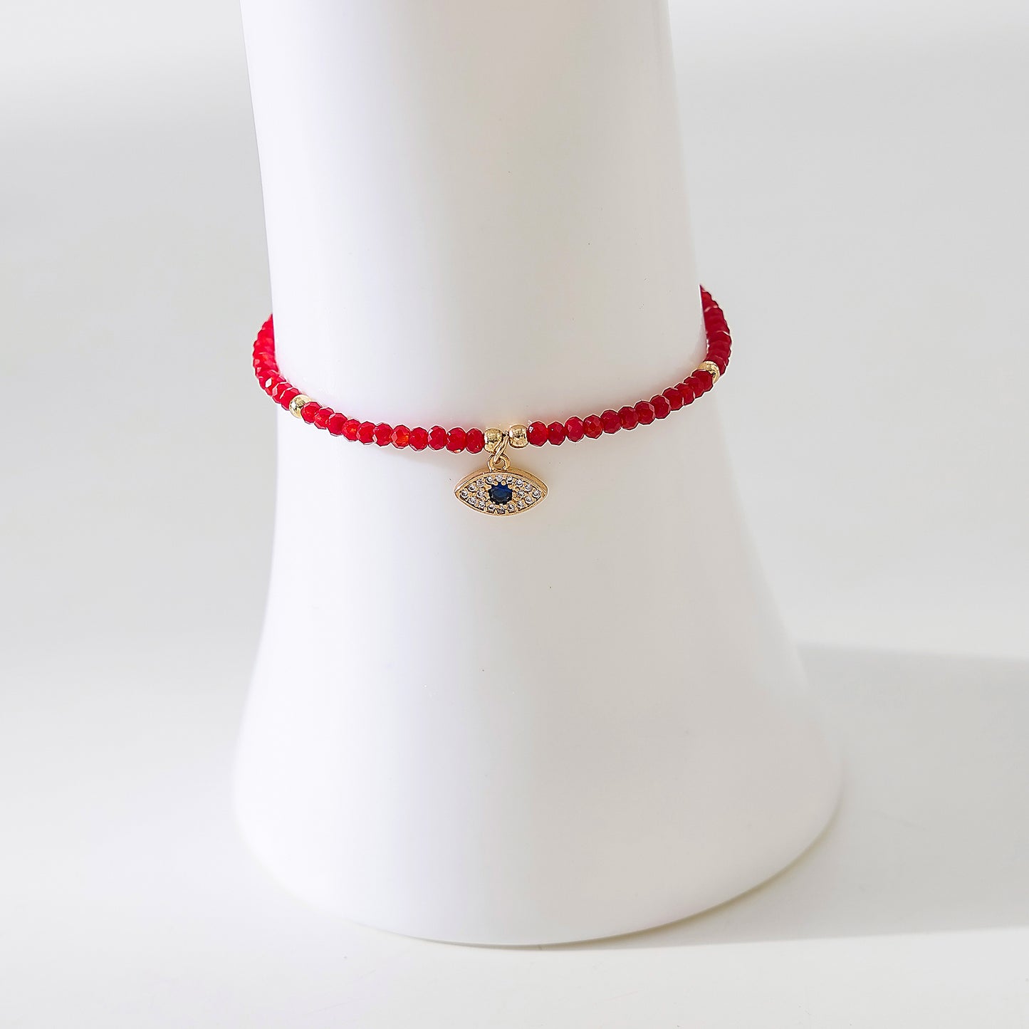 Cubic Zirconia Lucky Eye bead on assorted beaded Bracelet
