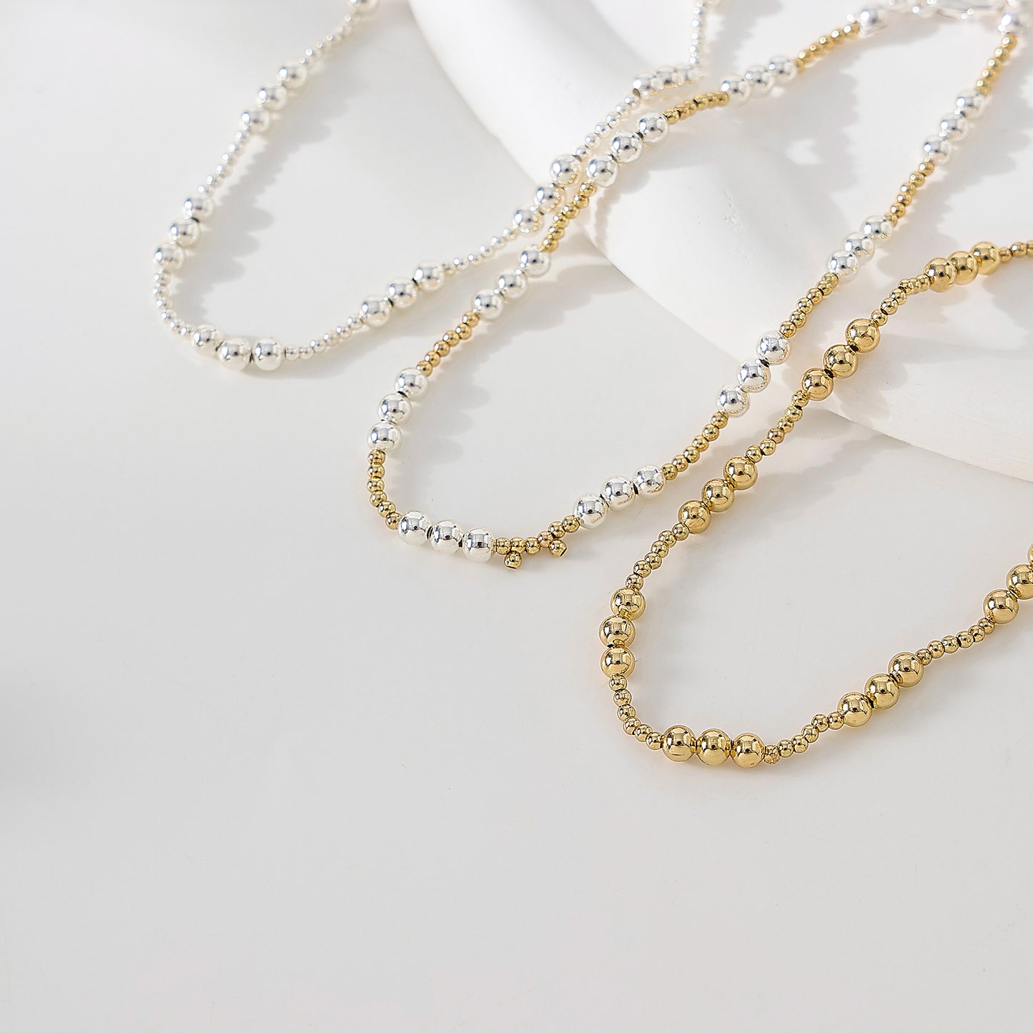 Mixed Metal beaded Anklet 4 assorted