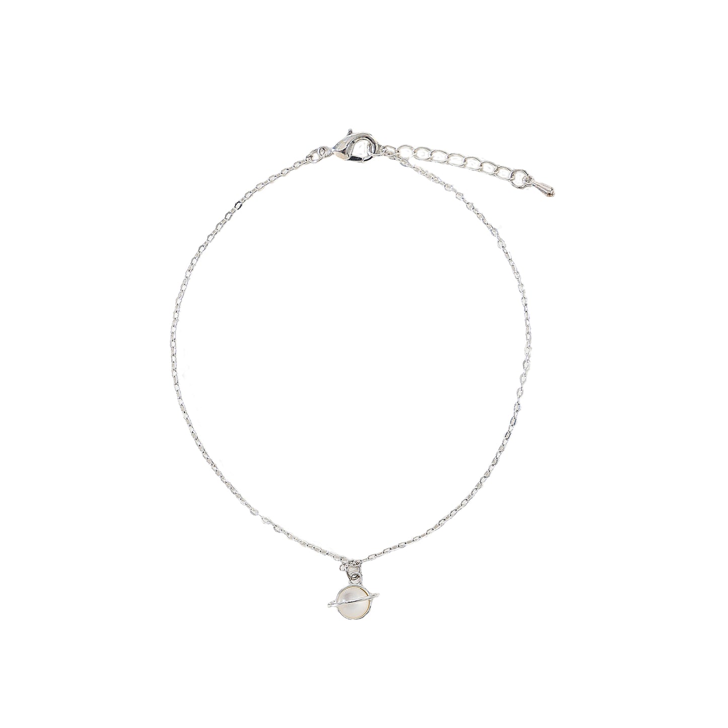Pink/White/Purple assorted Saturn charm on silvery chain Anklet